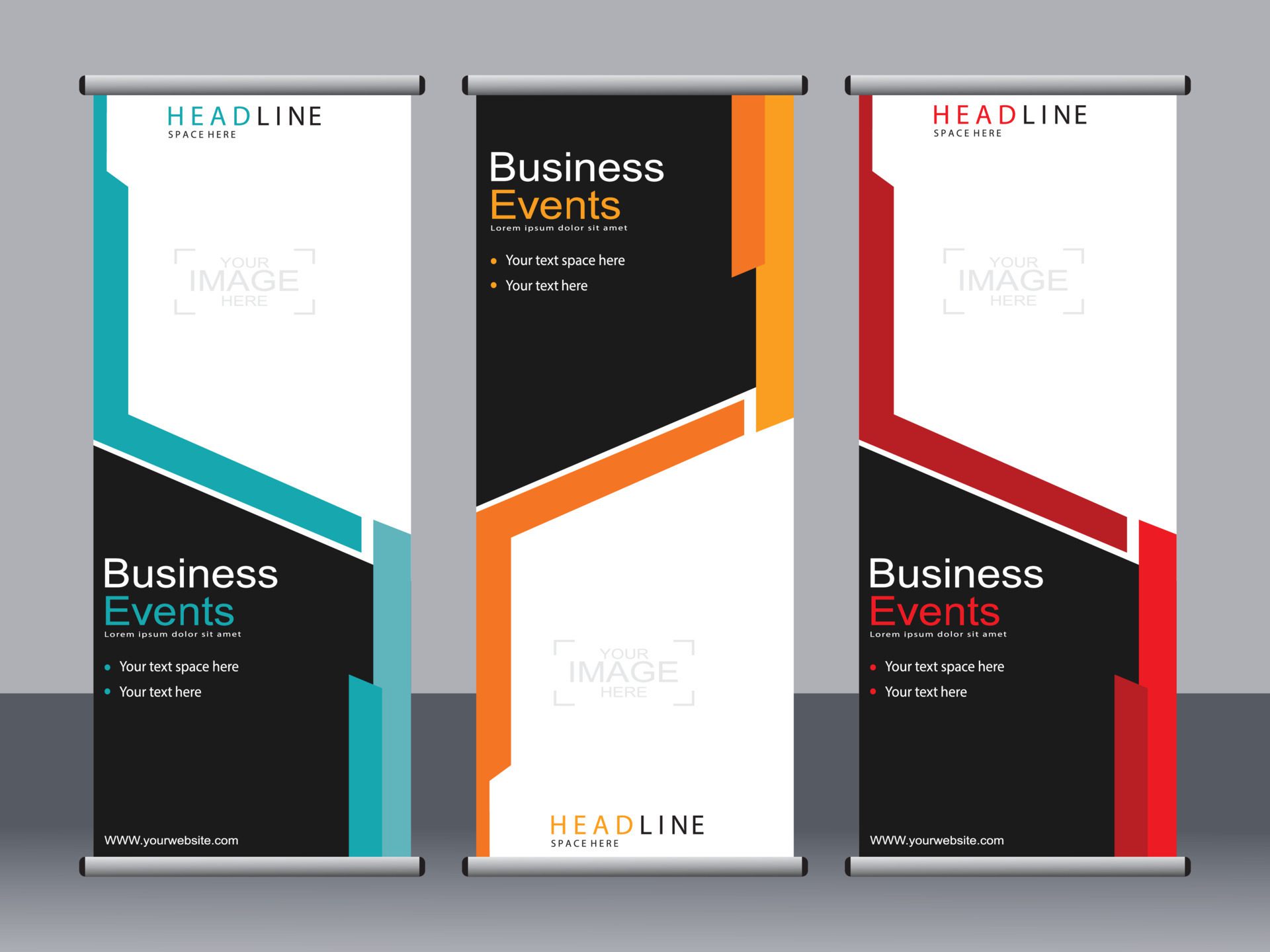 Business banner roll up set standee banner template. Free Vector