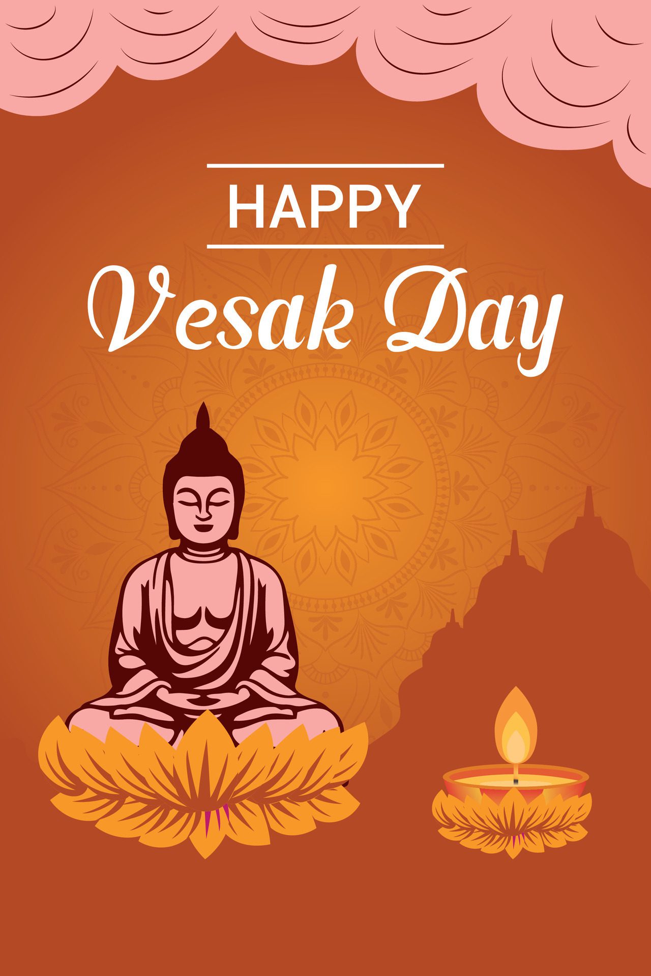 Flat vesak day illustration festival celebration and vesak day Banner Free Vector