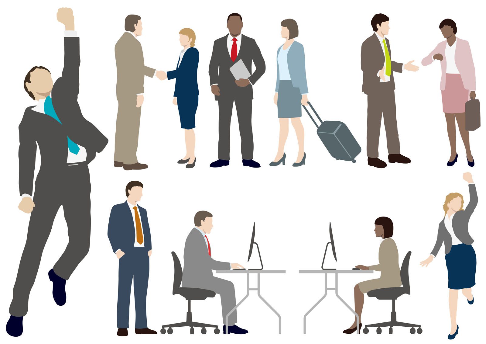 Set of business people in flat style. Free Vector