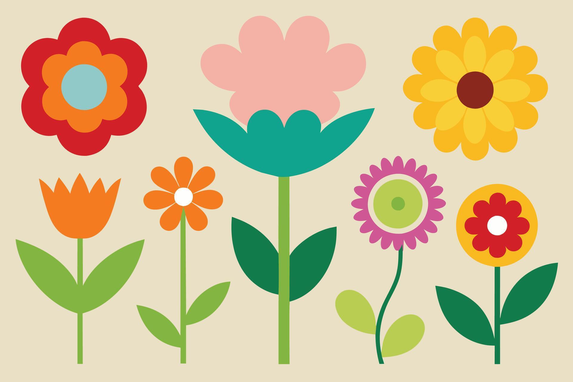 Assorted Flower Shape Vector Stock Free