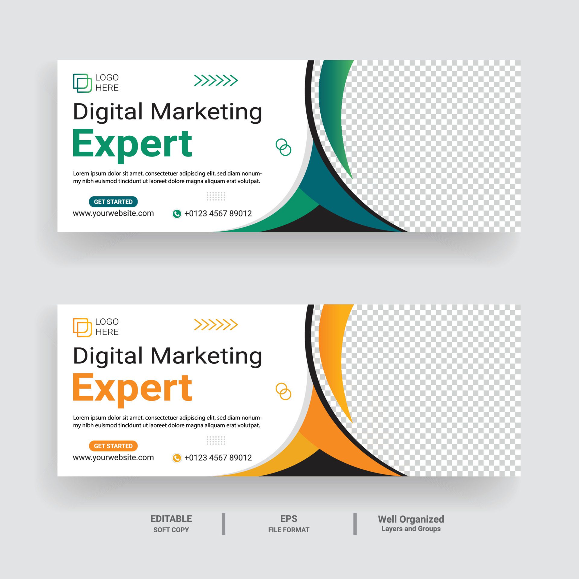 Free vector a set of two banners for digital marketing expert Free Vector and Free SVG