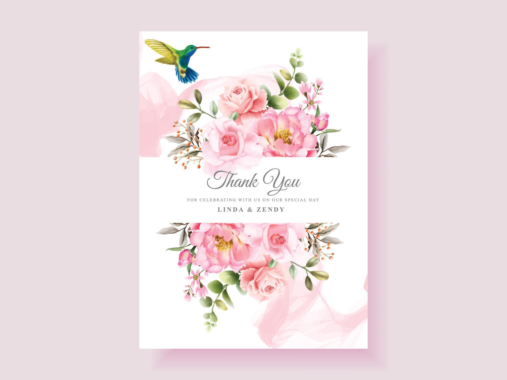 Soft pink flower wedding invitation card Stock Free