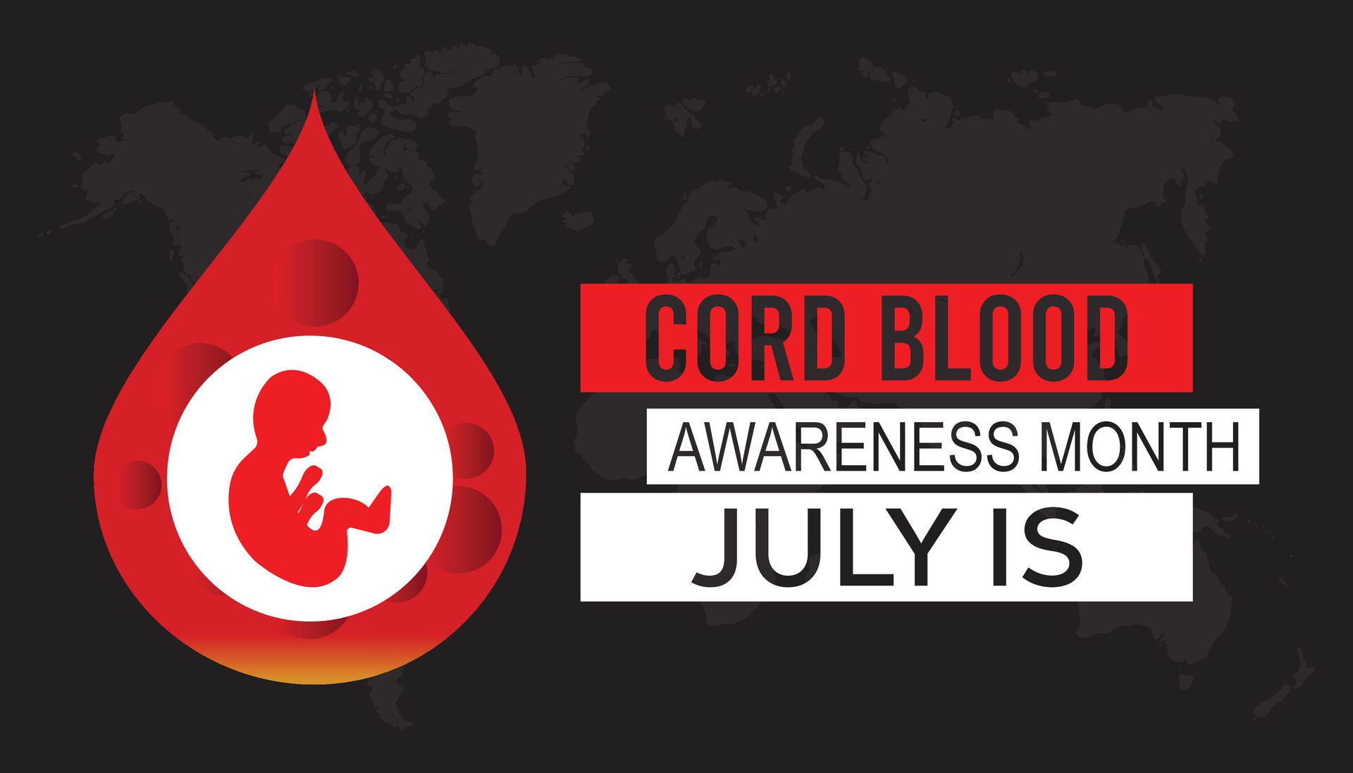 cord blood awareness month observed every year in July. Template for background, banner, card, poster with text inscription. Free Vector