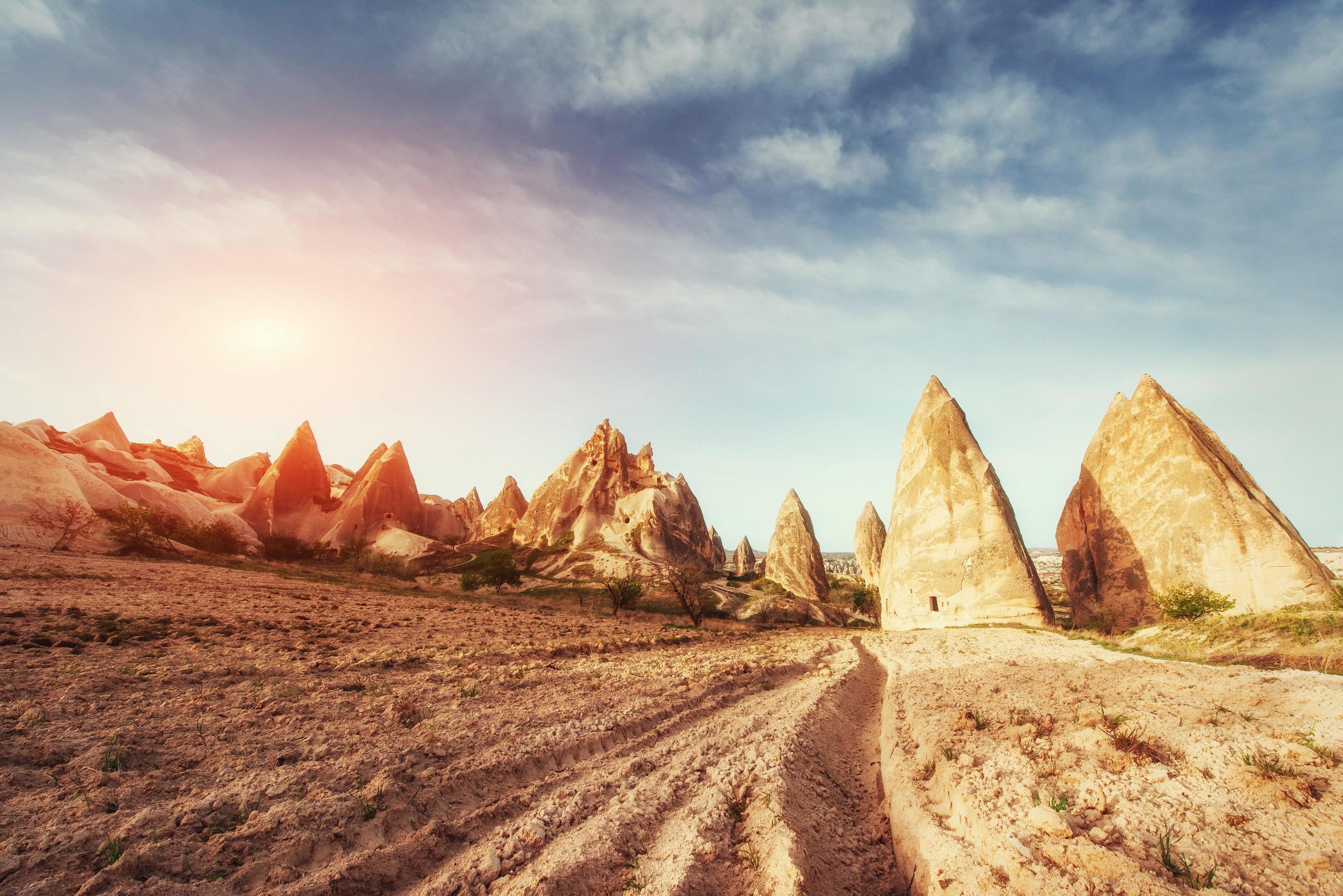 Fantastic sunrise over the Red Valley in Cappadocia, Anatolia, T Stock Free