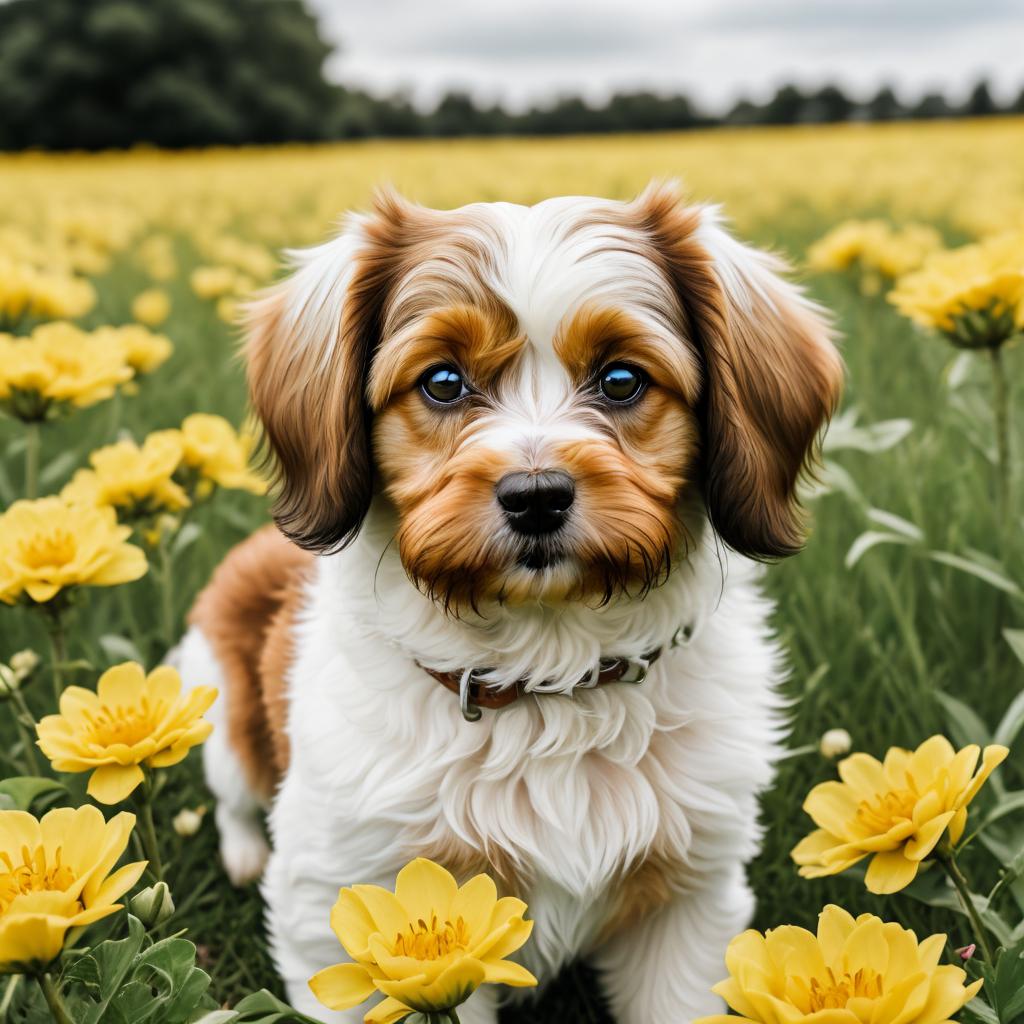 Tan and white cavachon by @ai_generated