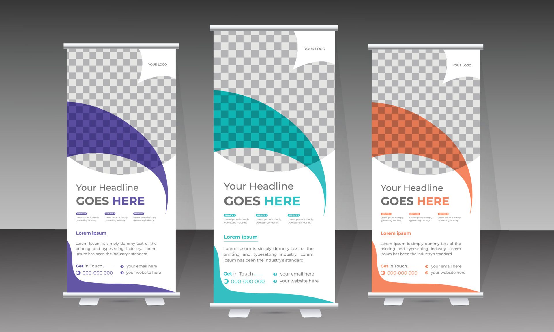 Attractive modern roll up banner design template for medical and healthcare Pro Vector