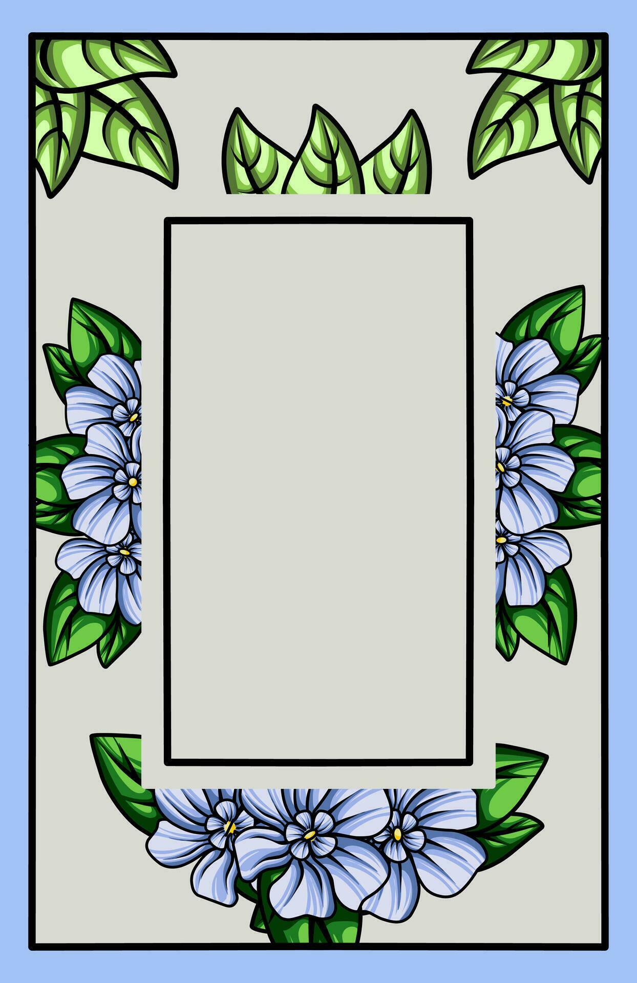 frame the border with an arrangement of leaves and flowers. Vector design Stock Free