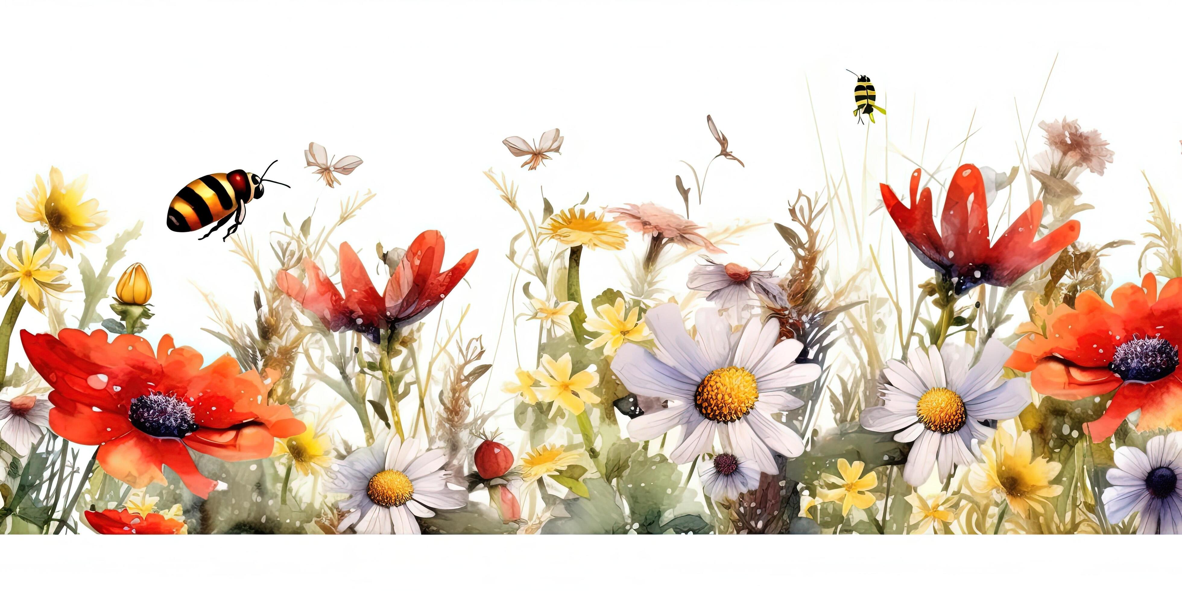 Watercolor Flower border. Illustration Stock Free