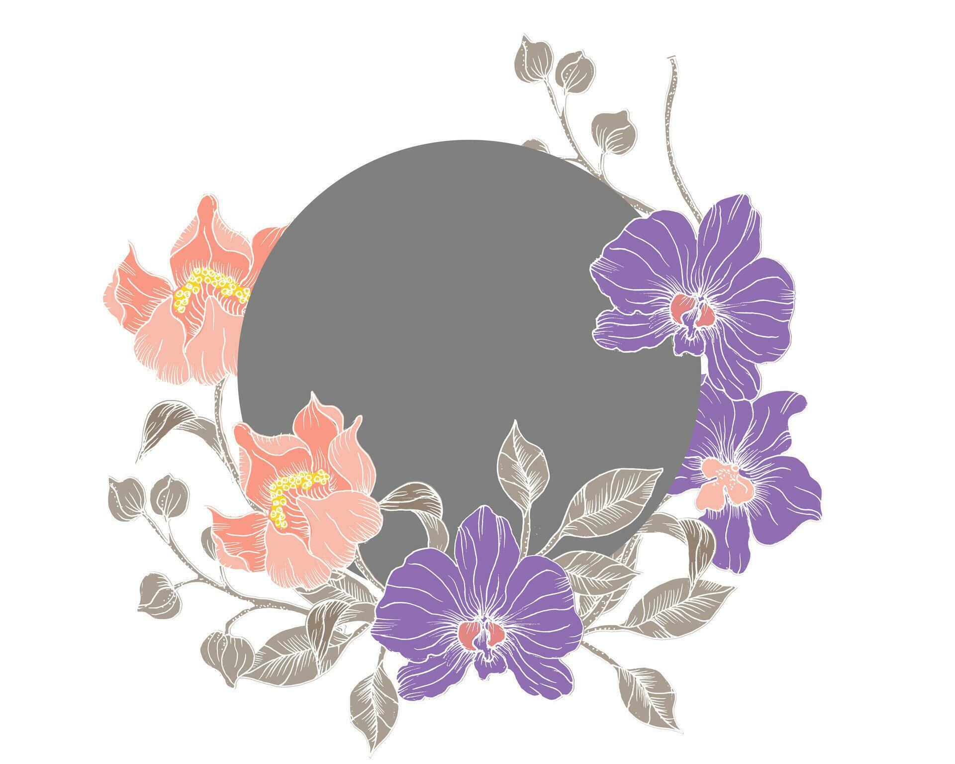 Hand Drawn Orchid Flower Wreath Stock Free and Free SVG