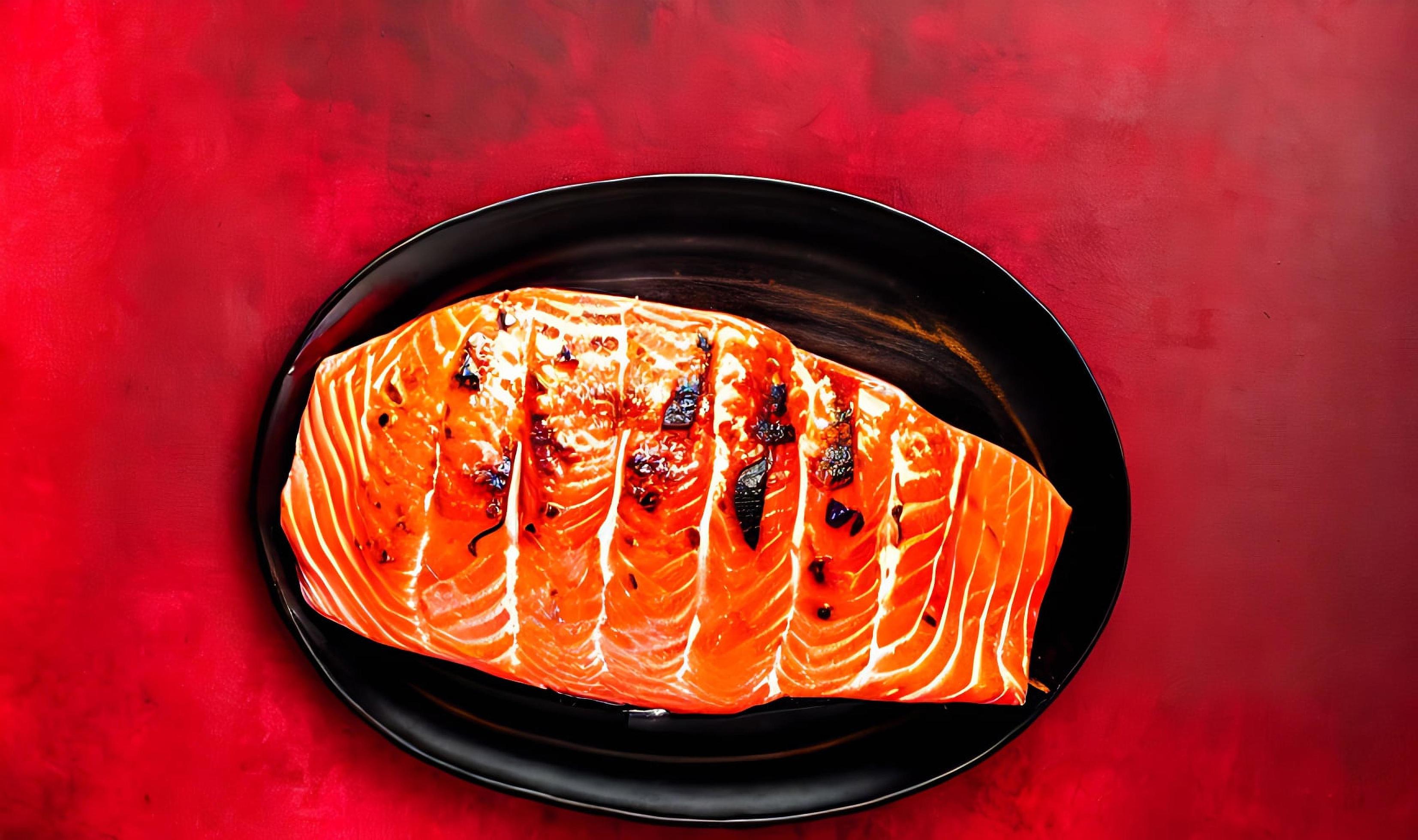 Grilled salmon. Healthy food baked salmon. Hot fish dish. Stock Free