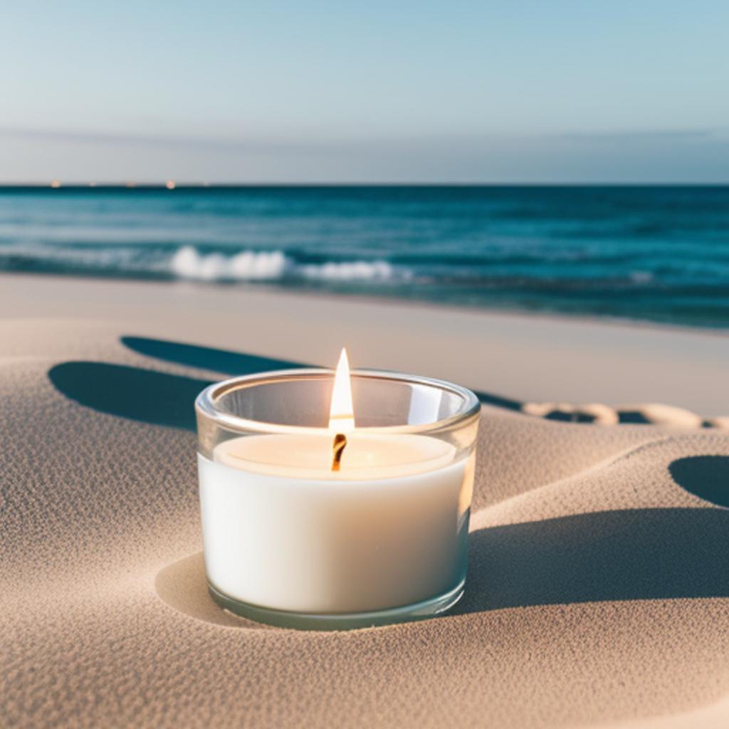 Candle white sand by by @ai_generated