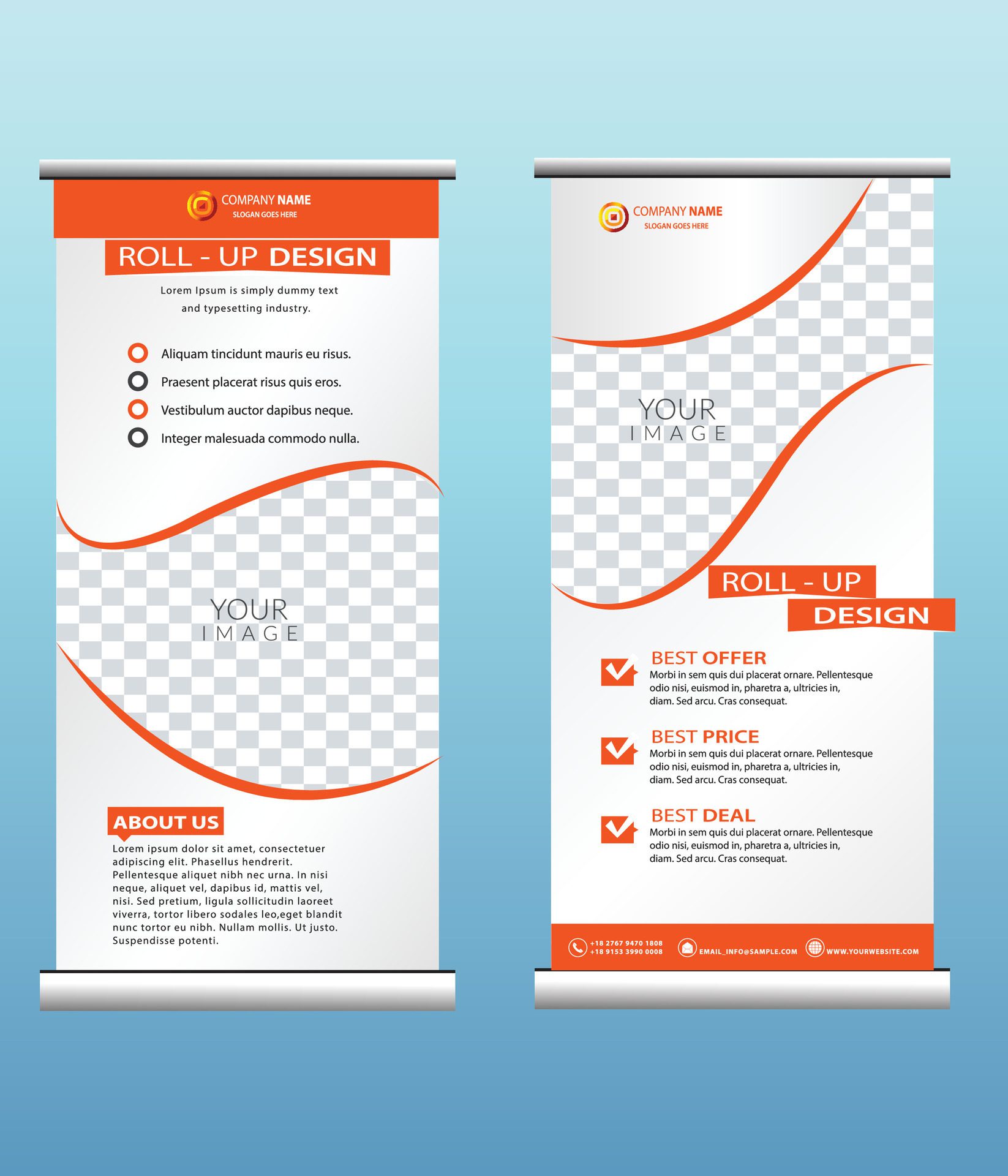 Business Roll up banner vertical template design, for brochure Free Vector