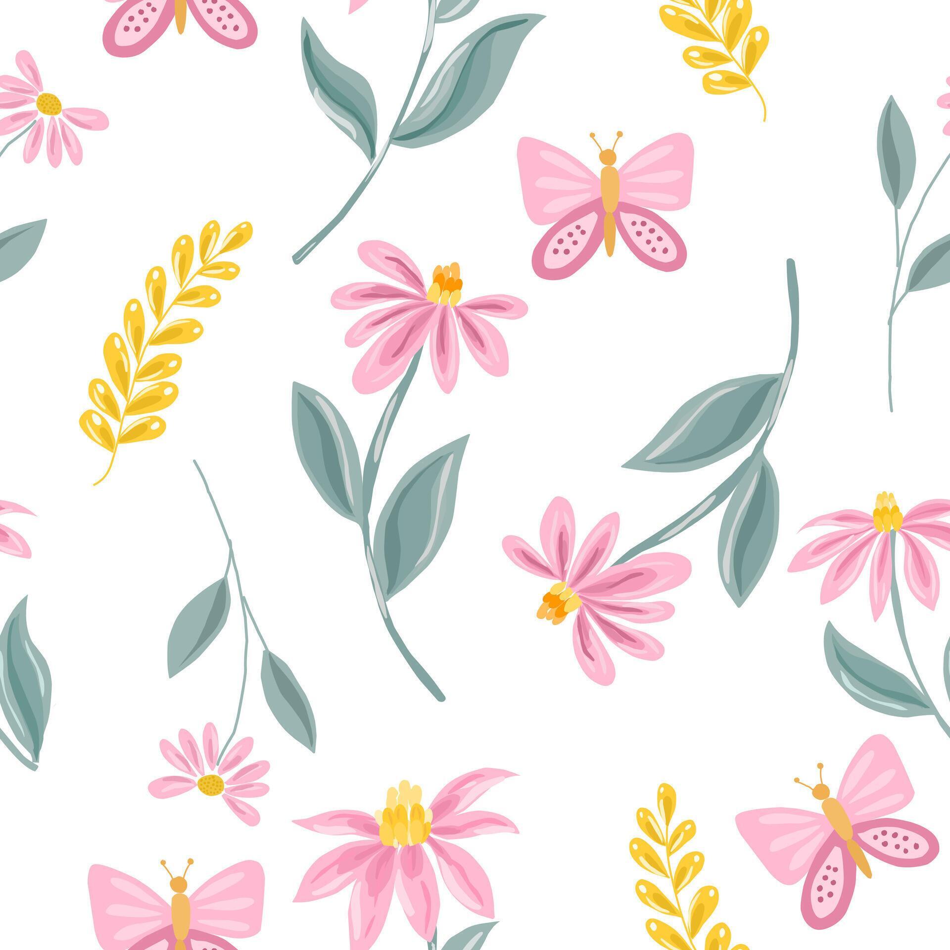 Pink Wild Flower Seamless Pattern Stock Free