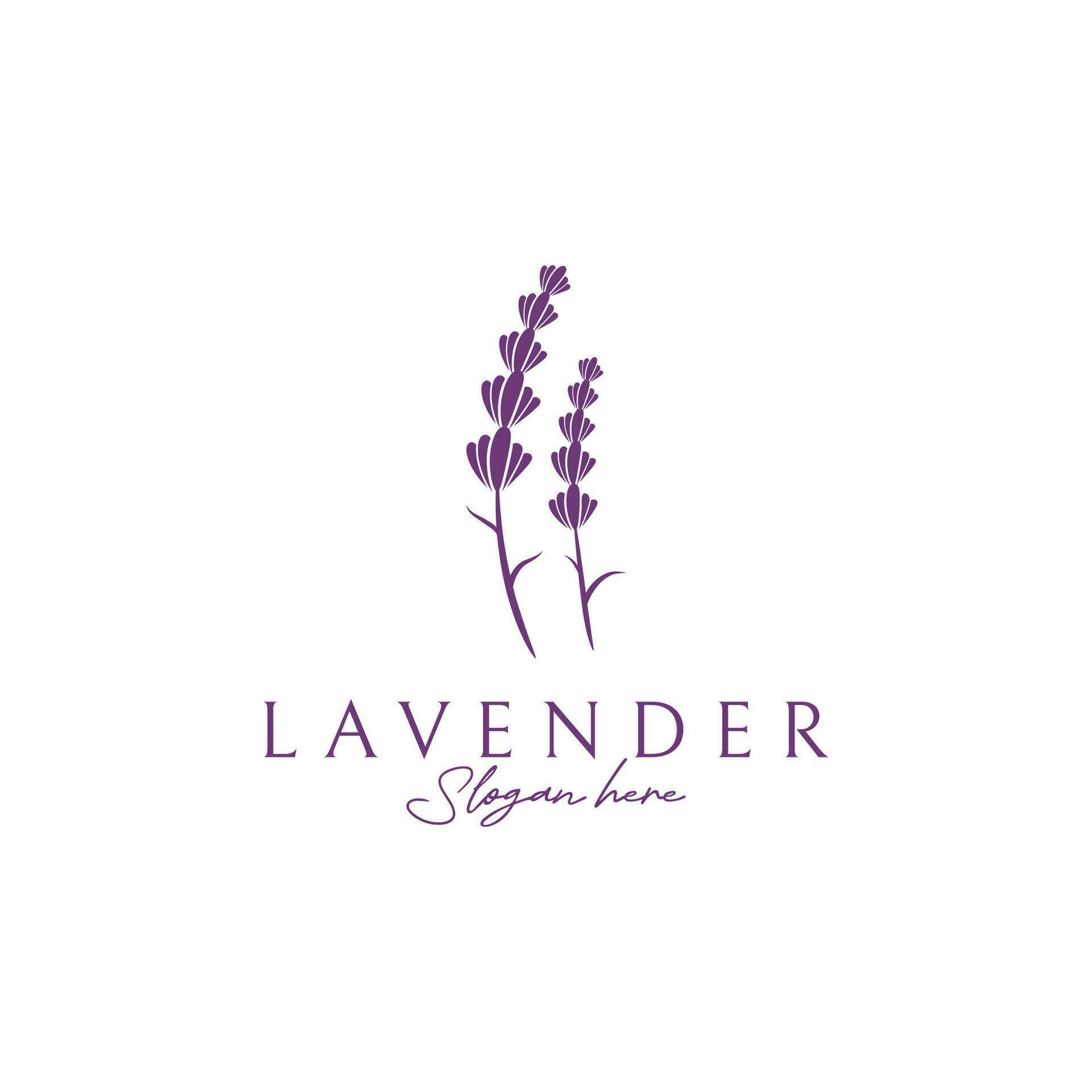 Blooming lavender organic flower logo template design. Logo for cosmetics, beauty, botany, perfume and decoration. Stock Free