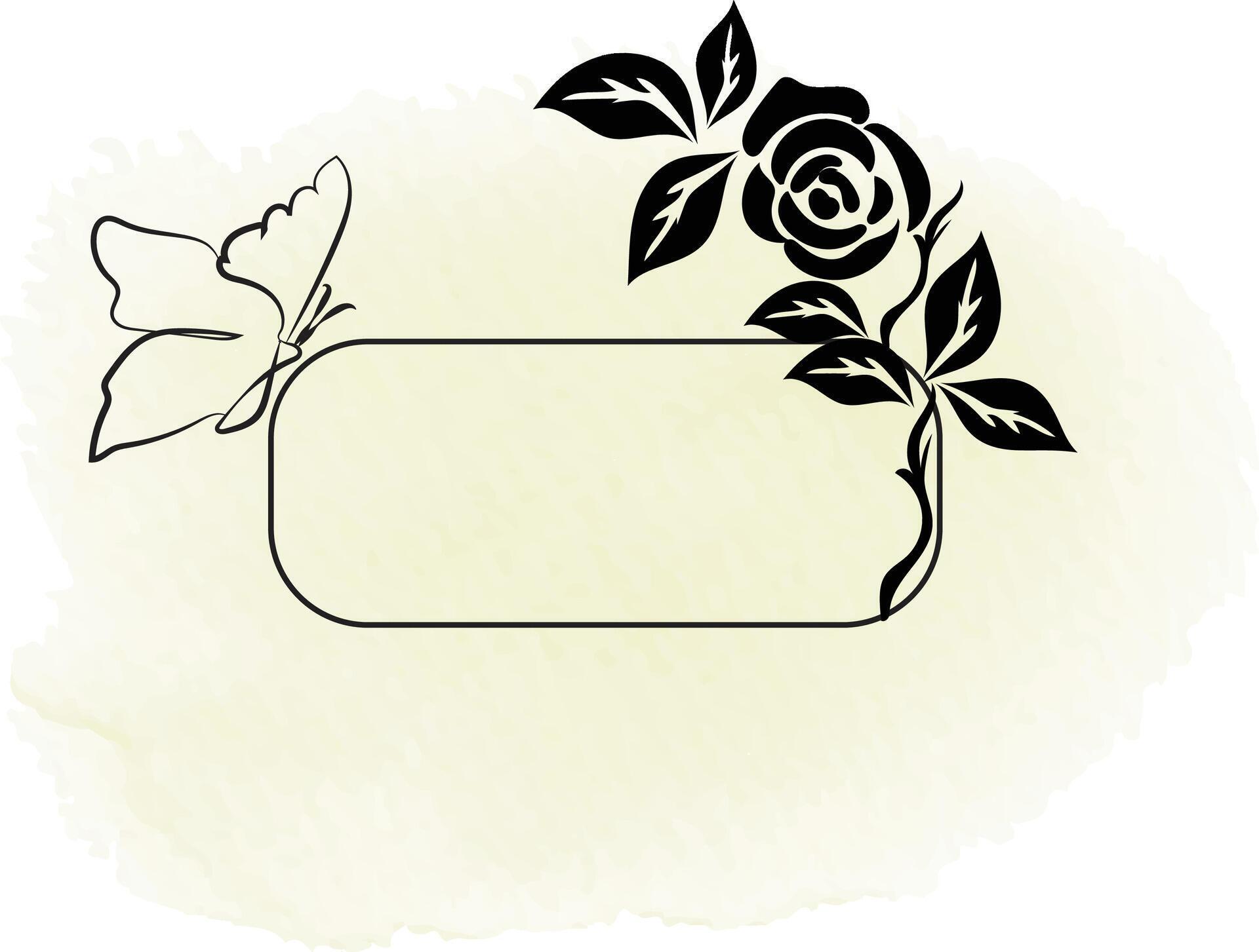 realistic hand drawn flowers with blank banner Stock Free