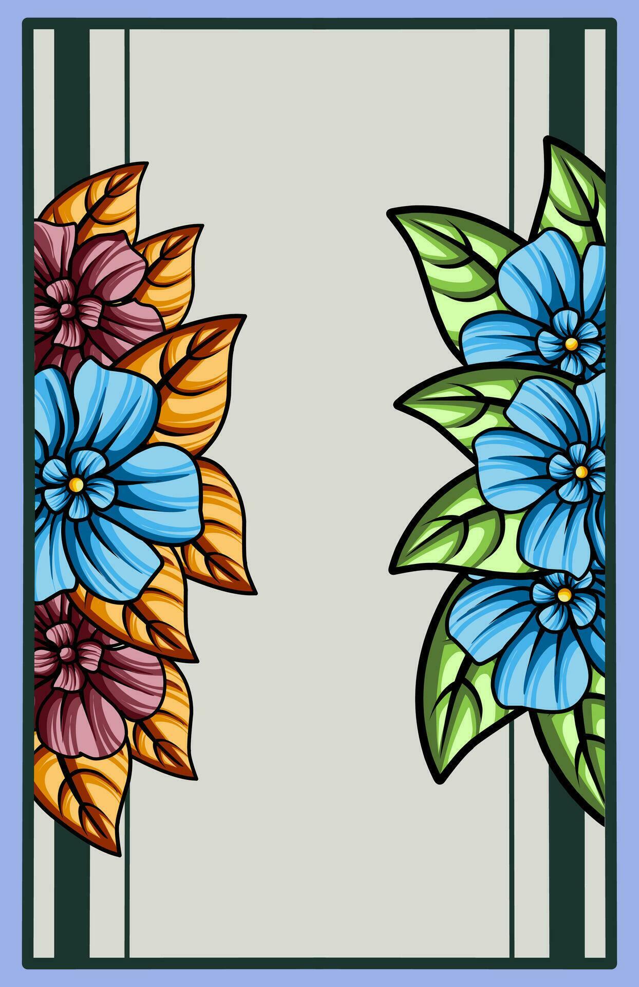 frame the border with an arrangement of leaves and flowers. Vector design Stock Free