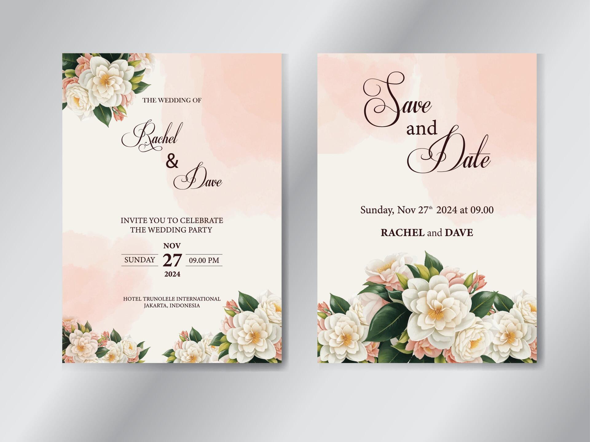 wedding invitation card with flowers Stock Free