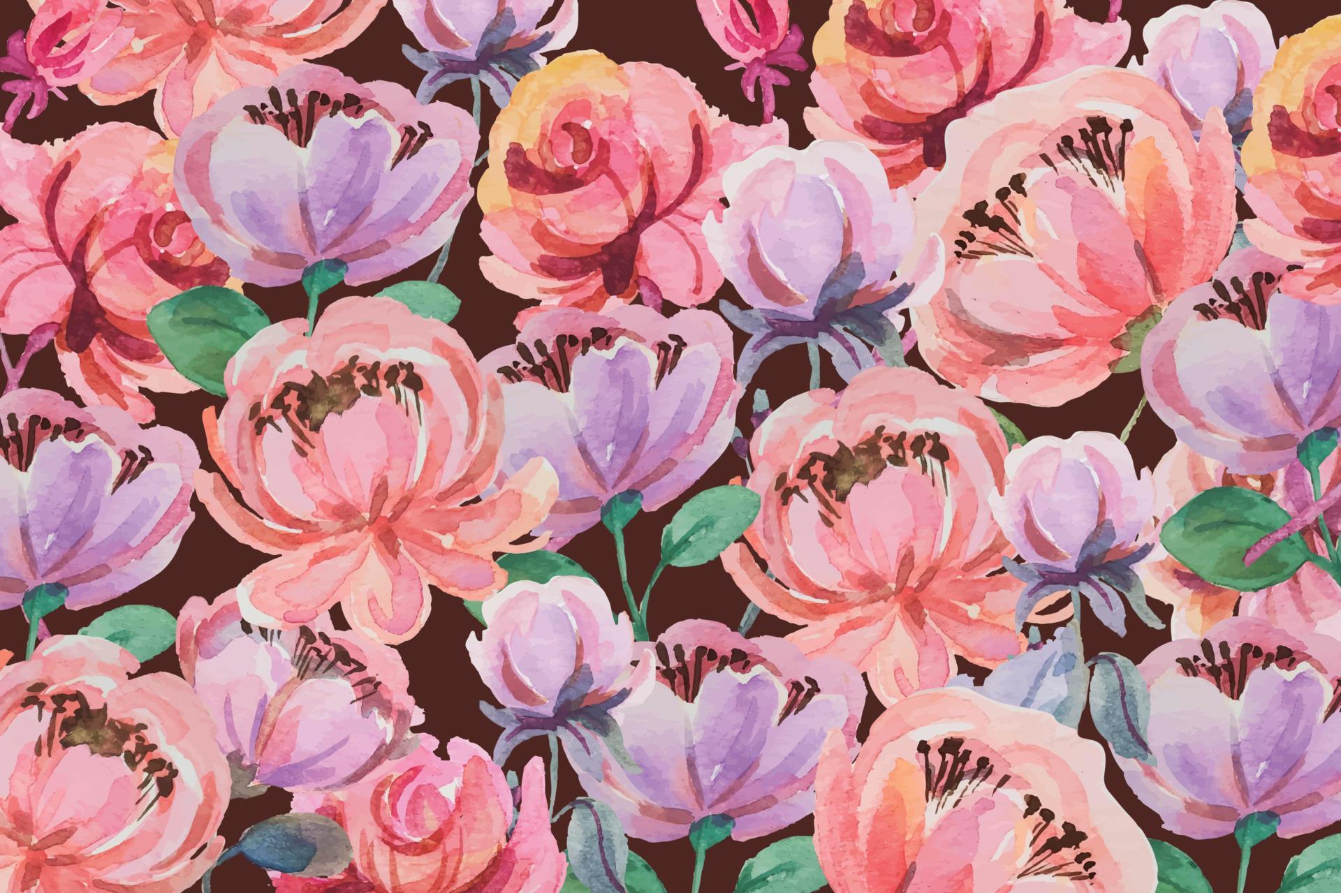 seamless pattern watercolor flower Stock Free