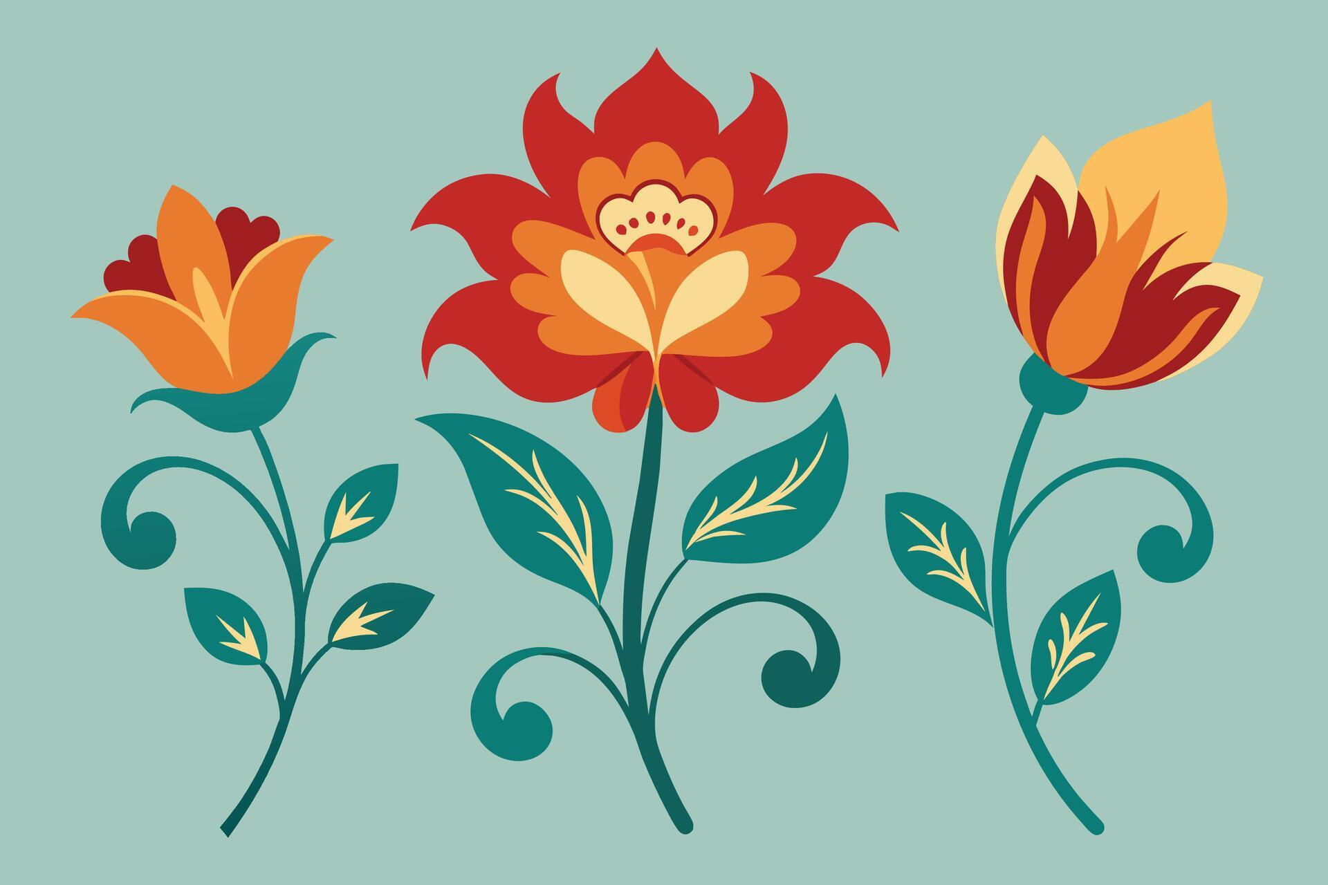 Vintage Detailed Flower Vectors Stock Free