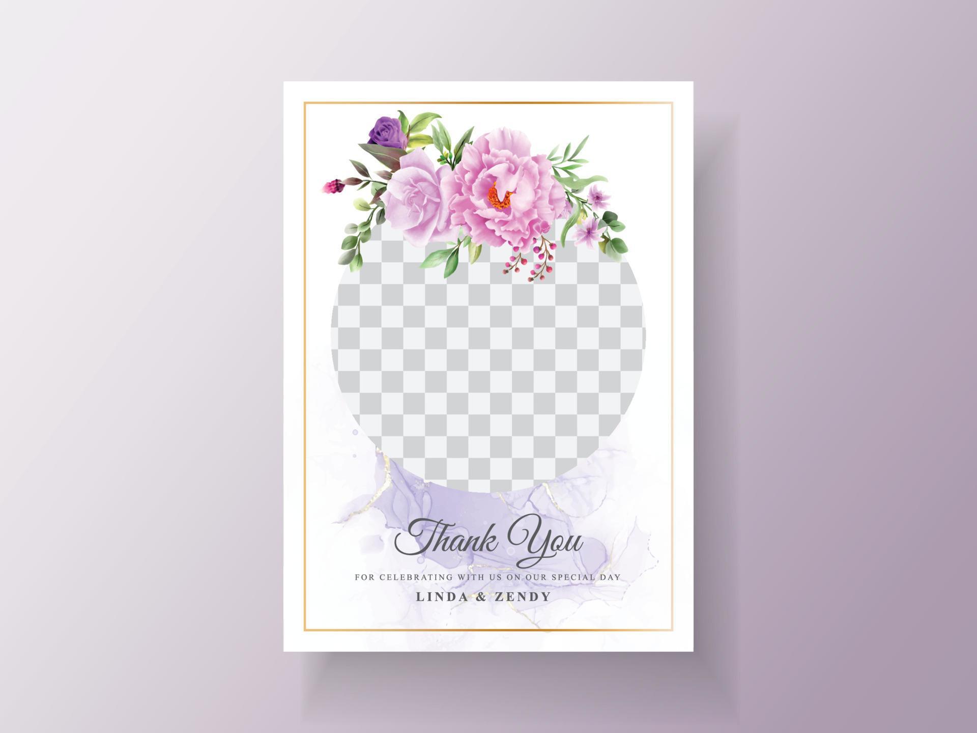 Vintage wedding invitation purple flower Stock Free