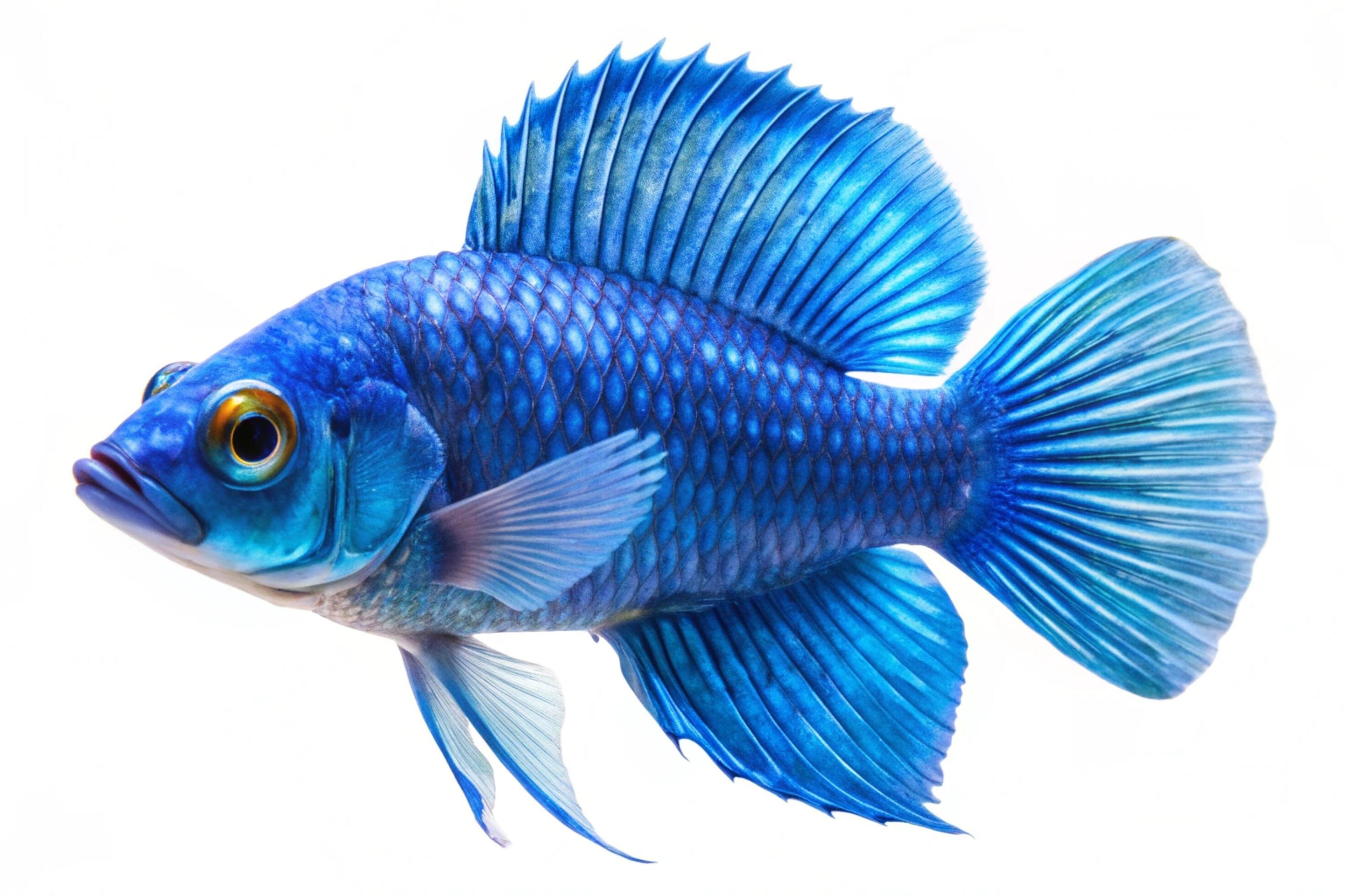 Blue ornamental fish isolated on white background Stock Free