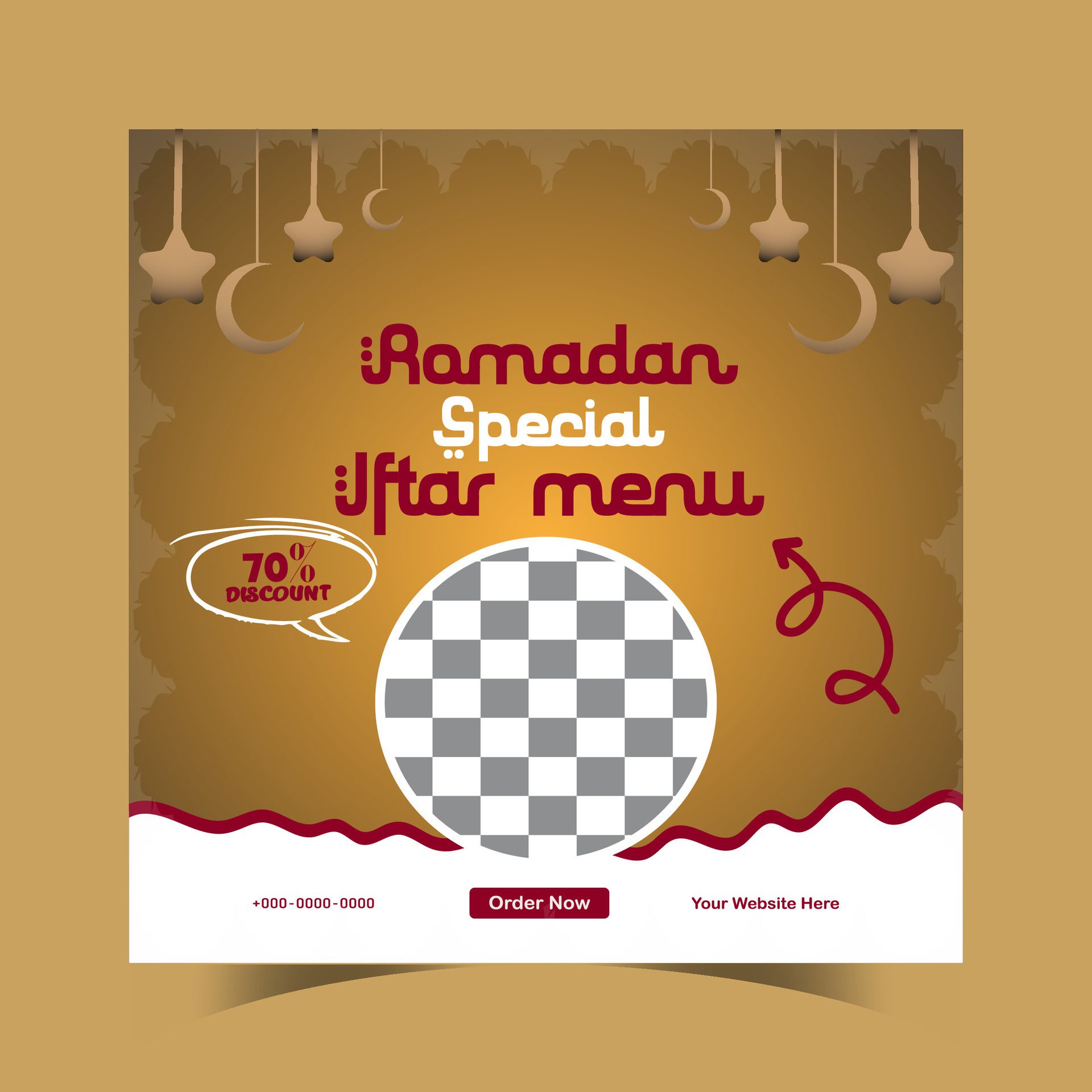 Ramadan iftar menu food post design and social media banner template Free Vector