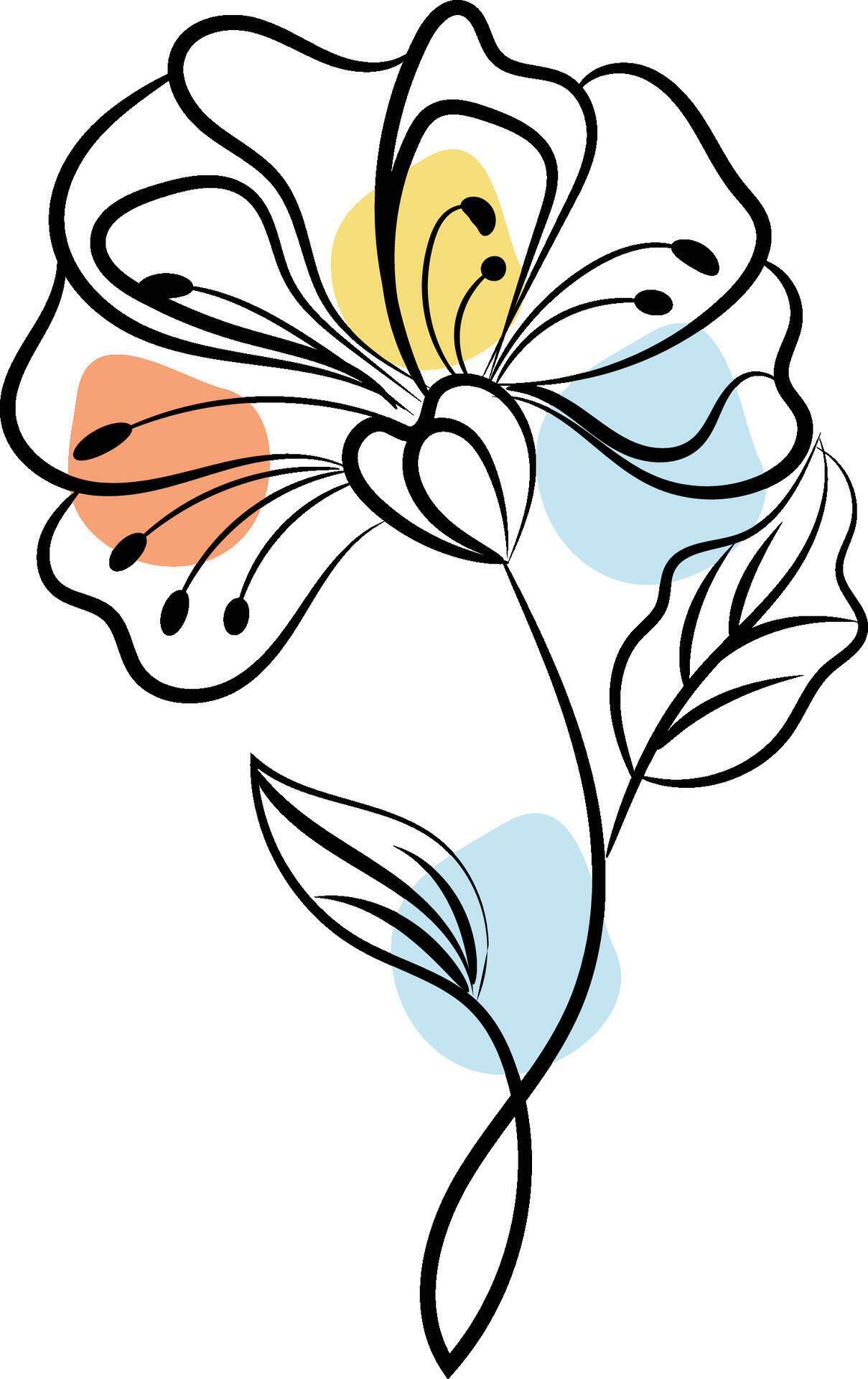 Hand drawn flat design simple flower outline Stock Free