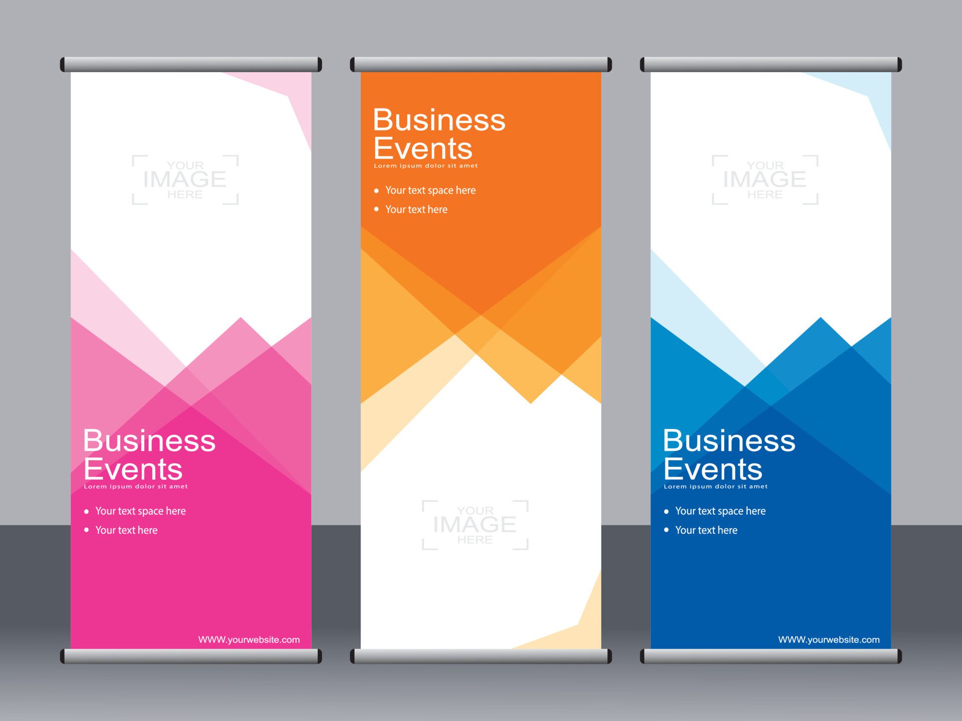 Business banner roll up set standee banner template. Free Vector