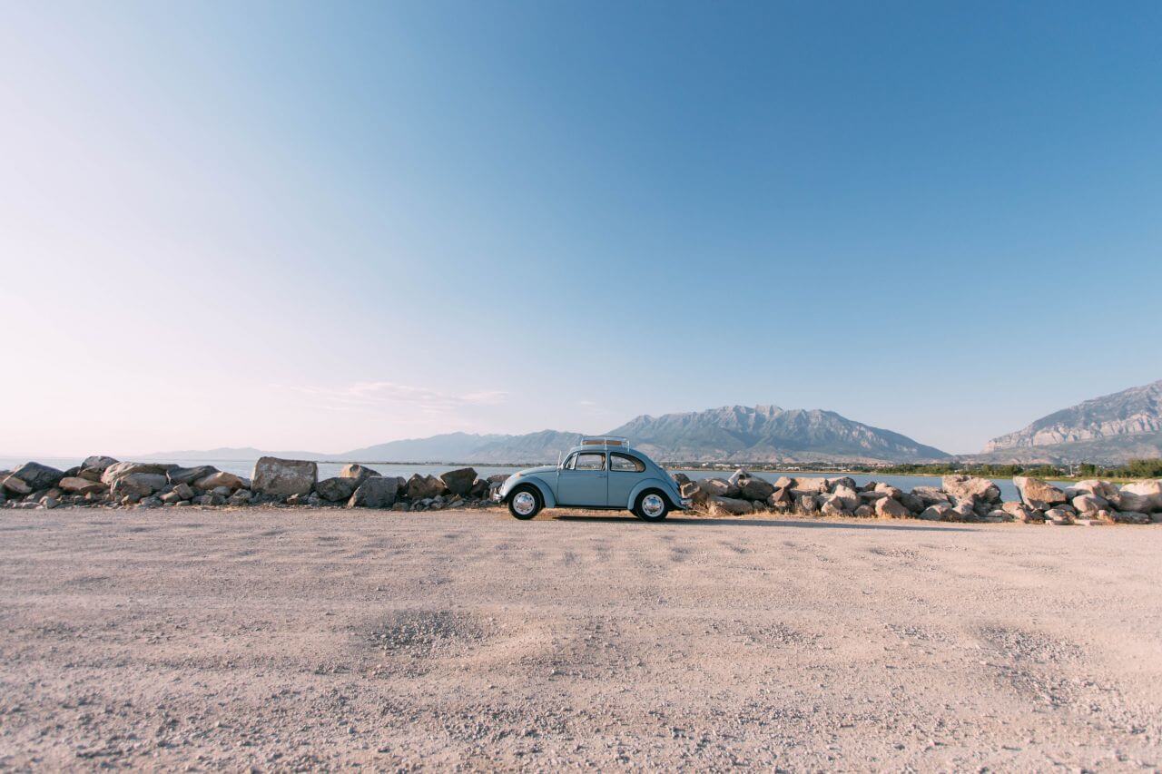 Volkswagen Beetle at the Beach Stock Free