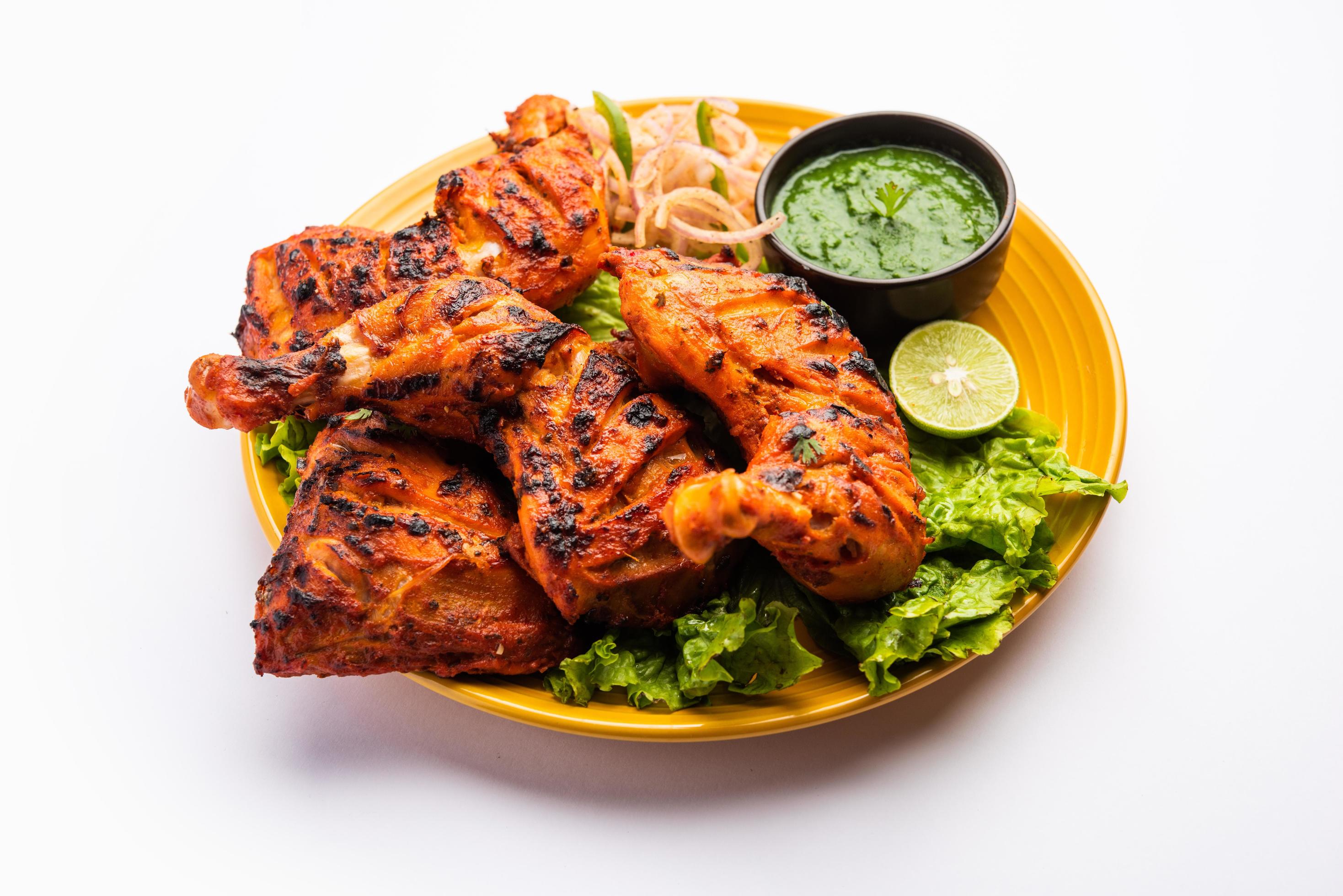 Tandoori Chicken is an Indian non vegetarian spicy food Stock Free