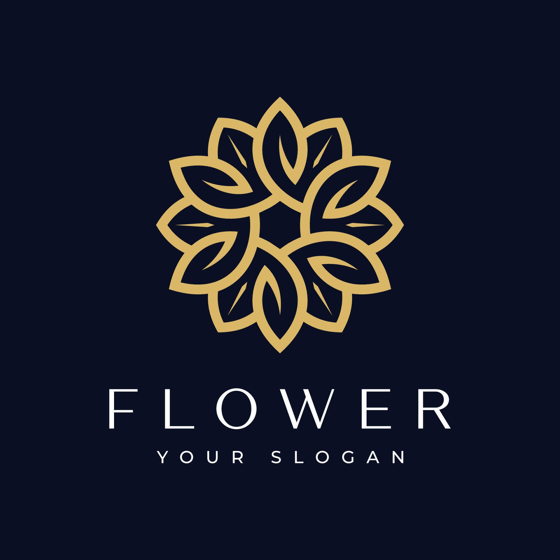 Creative golden flower logo design for free download Stock Free