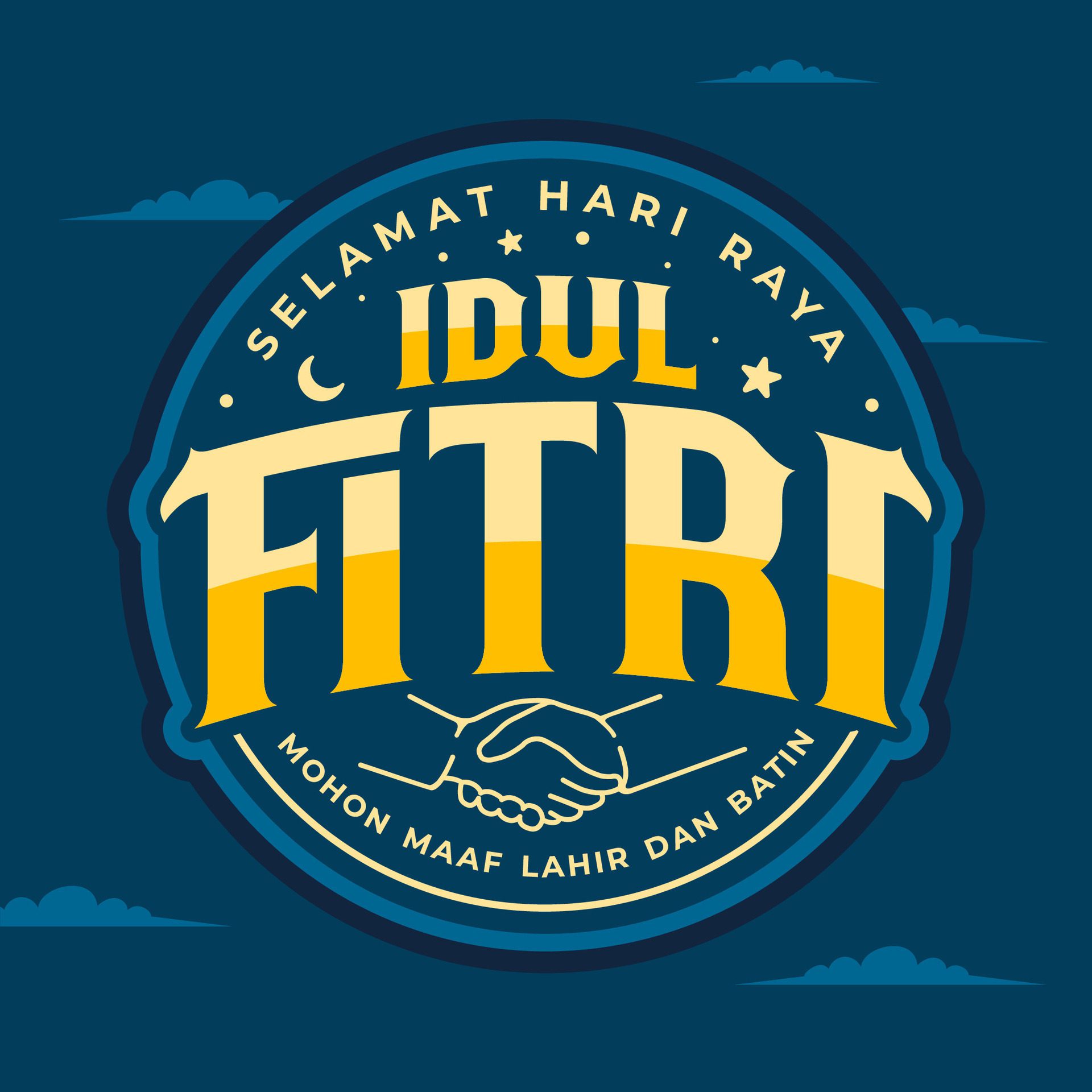 Vector illustration of Happy Idul Fitri greeting card banner poster template – Selamat Hari Raya Idul Fitri Free Vector