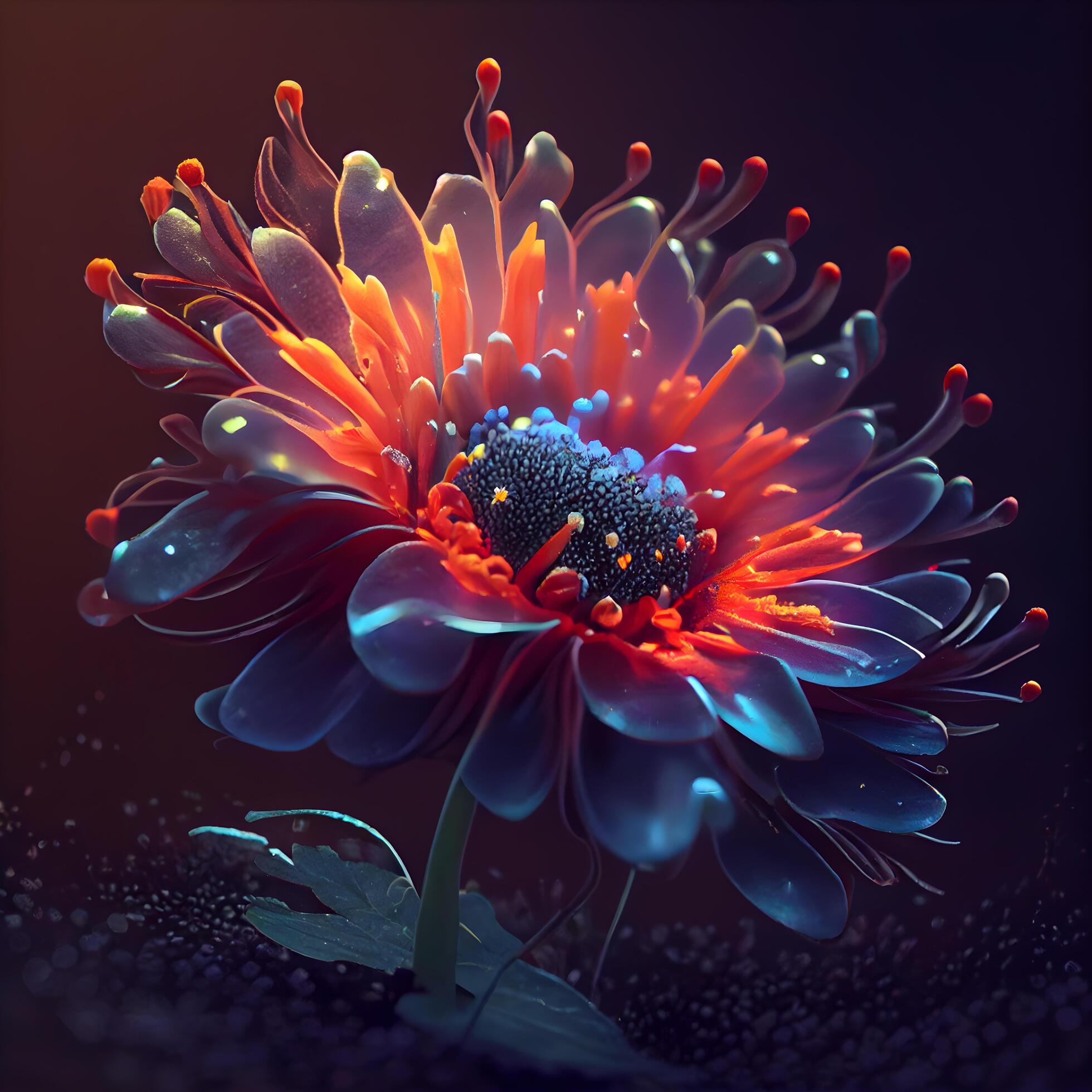 Colorful gerbera flower on black background. 3d illustration, Image Stock Free