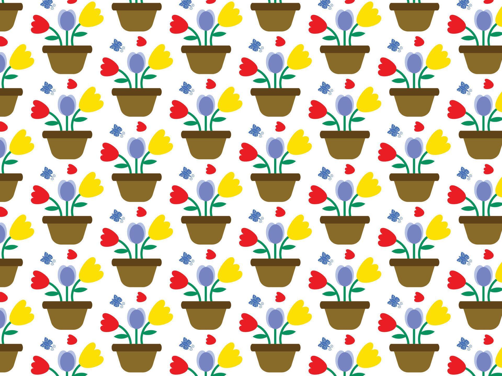 colorful potted flower background pattern Stock Free