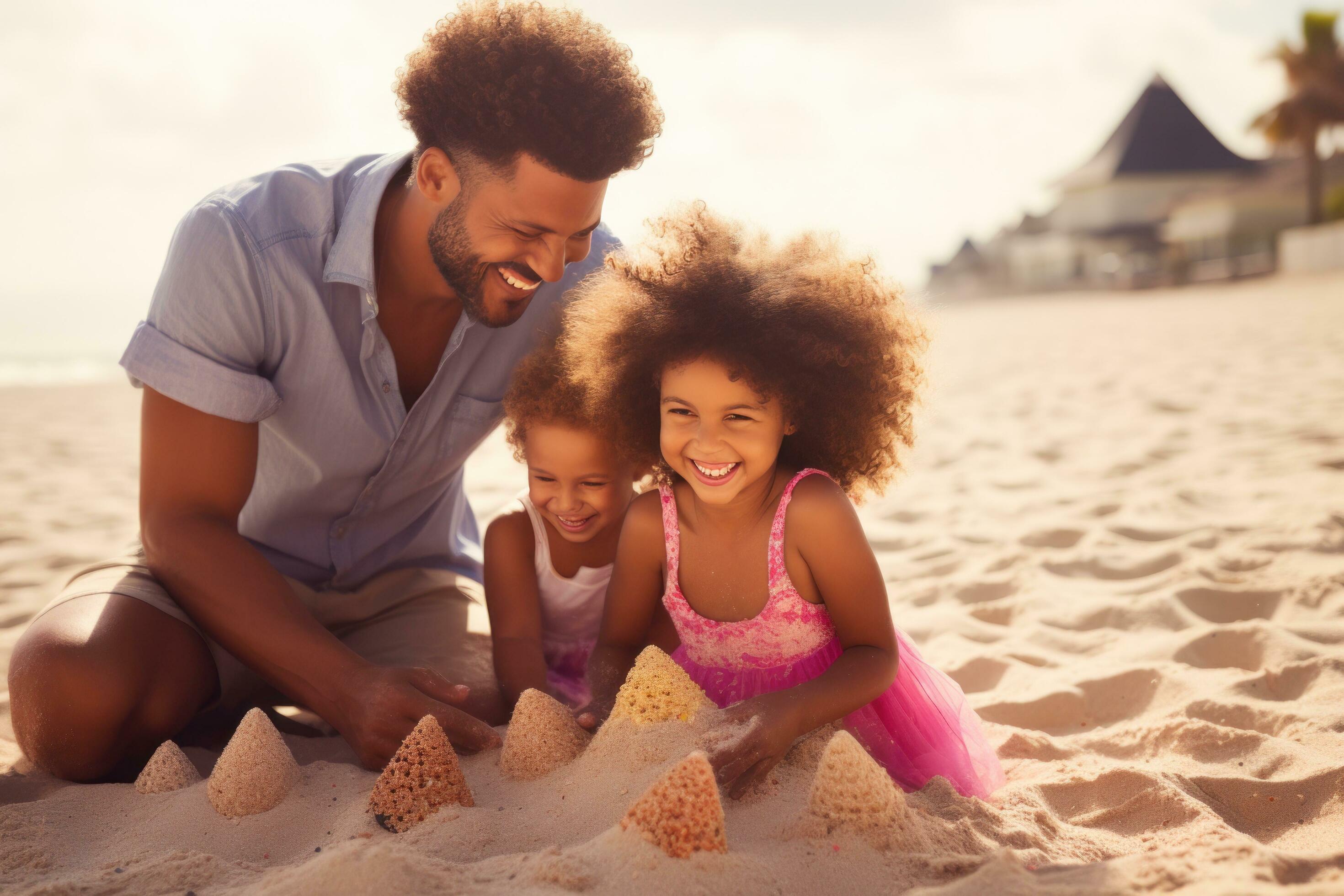 Happy family on the beach Stock Free