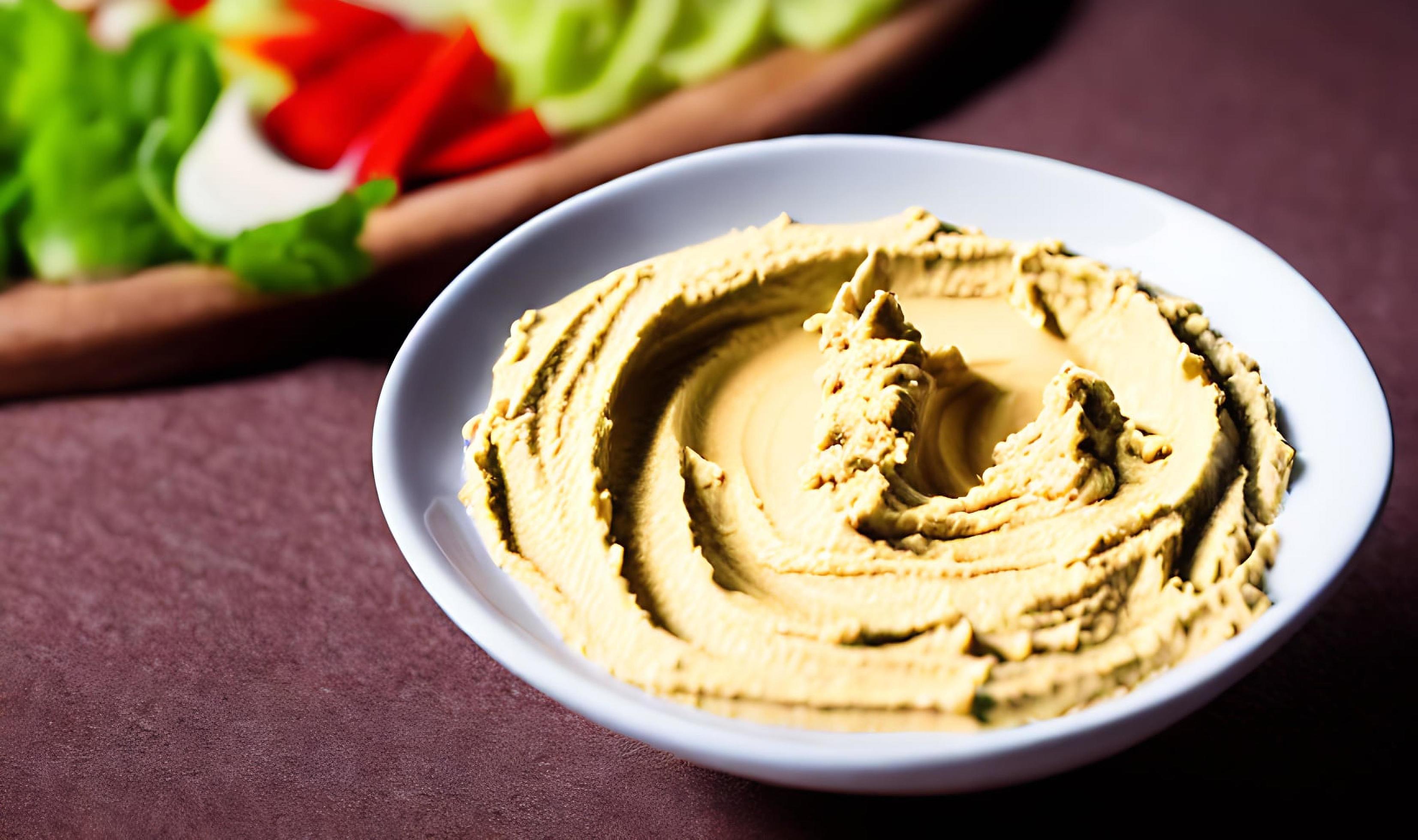 Healthy food. Traditional freshly made organic hummus. Stock Free