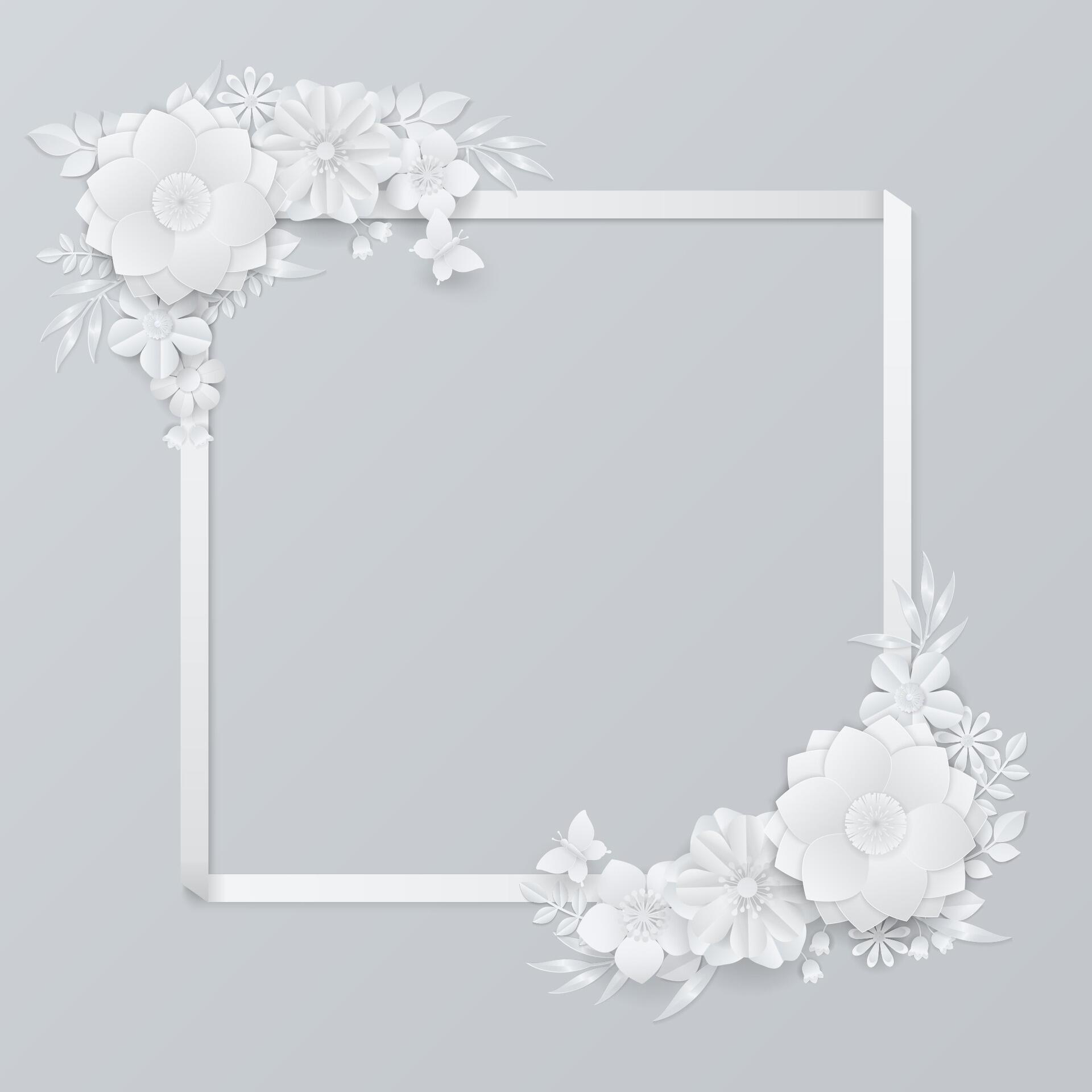 White paper frame and flowers wreath background Stock Free