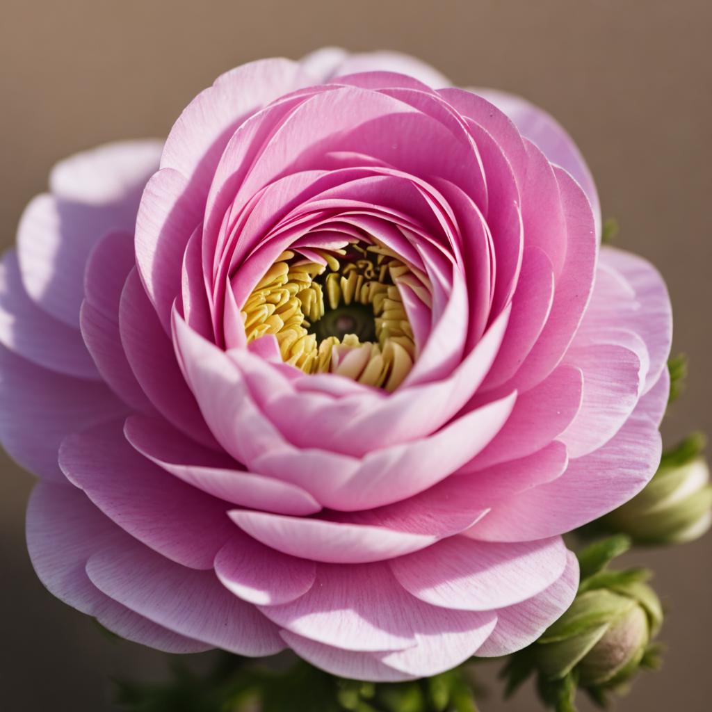 A single pink ranunculus by @ai_generated