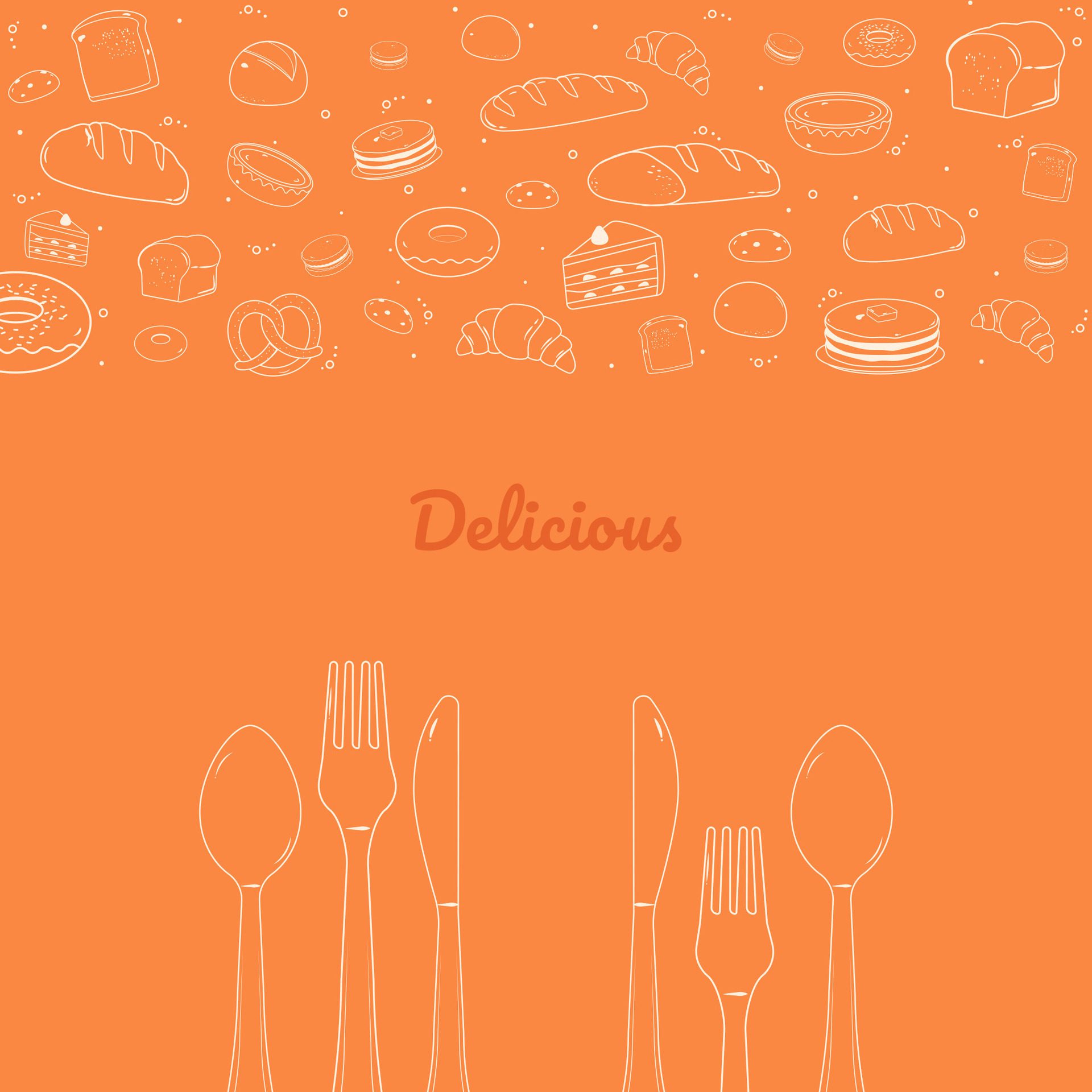 Set of dessert and cutlery linear icons design banner Free Vector