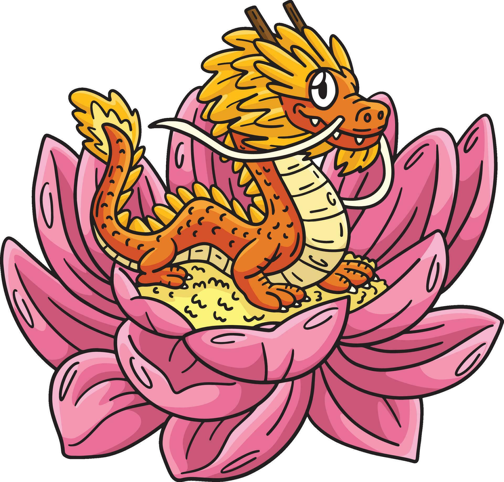 Year of the Dragon Small Dragon Flower Clipart Stock Free