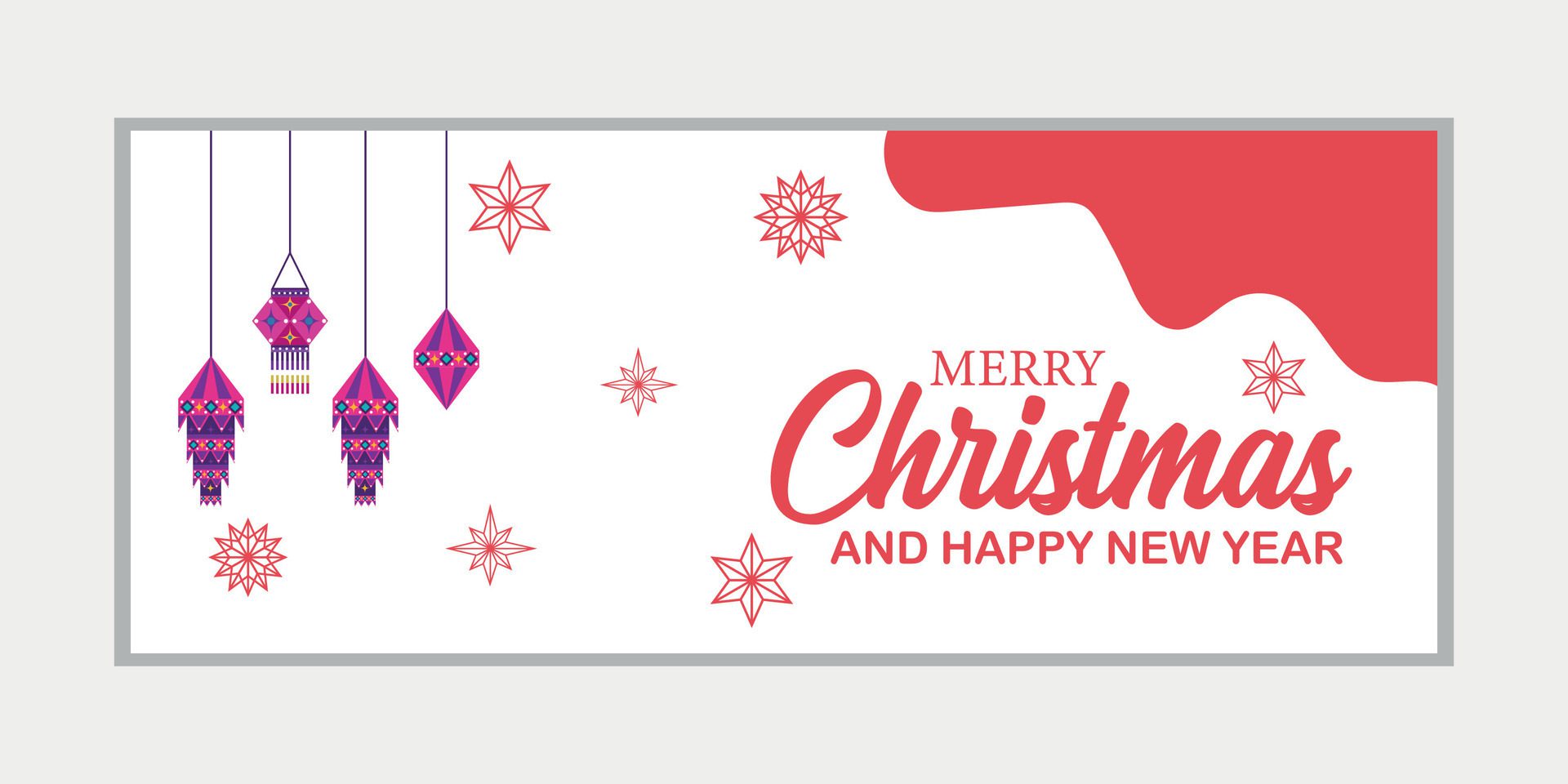 merry christmas banner set and happy new year banner, social media cover and web banner,Merry Christmas design for greeting card, Free Vector