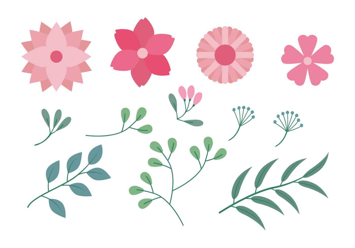 Flower Clipart Set Vector Illustration Stock Free and Free SVG