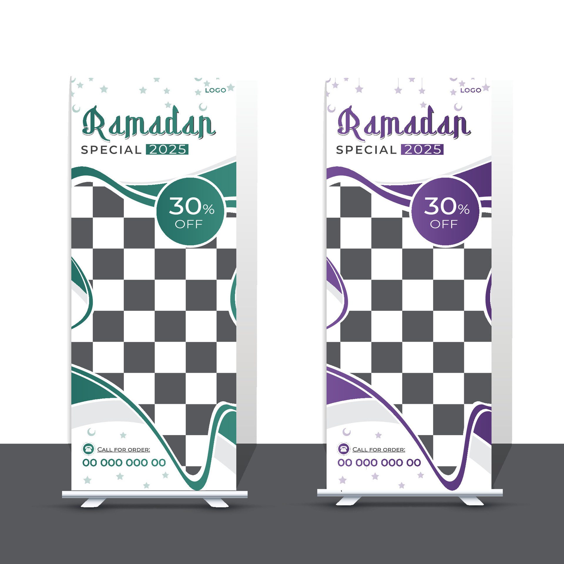 Creative Ramadan Special Roll Up Banner Design Template Free Vector