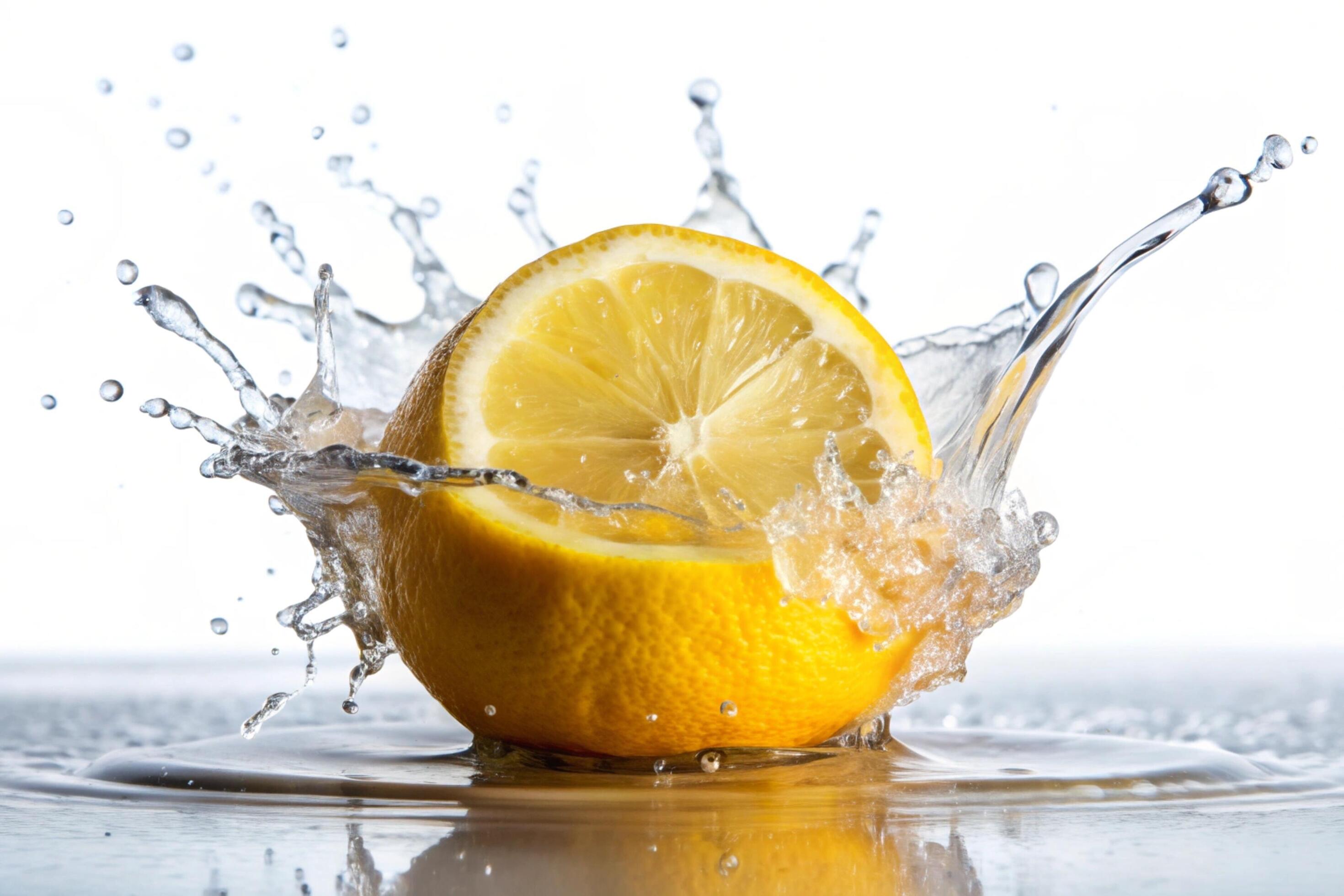 Lemon splashes on white background Stock Free