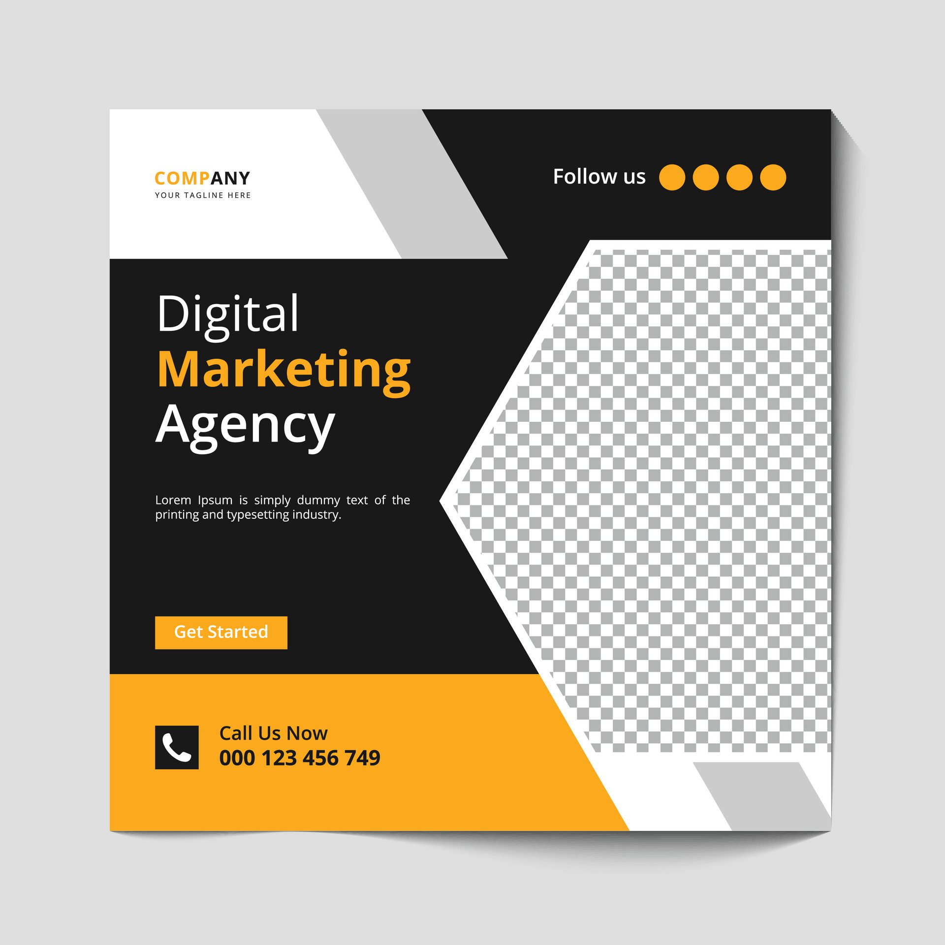 Marketing Agency Social Media Post, Digital Marketing Web Banner, Corporate Square Flyer Template banner Free Vector