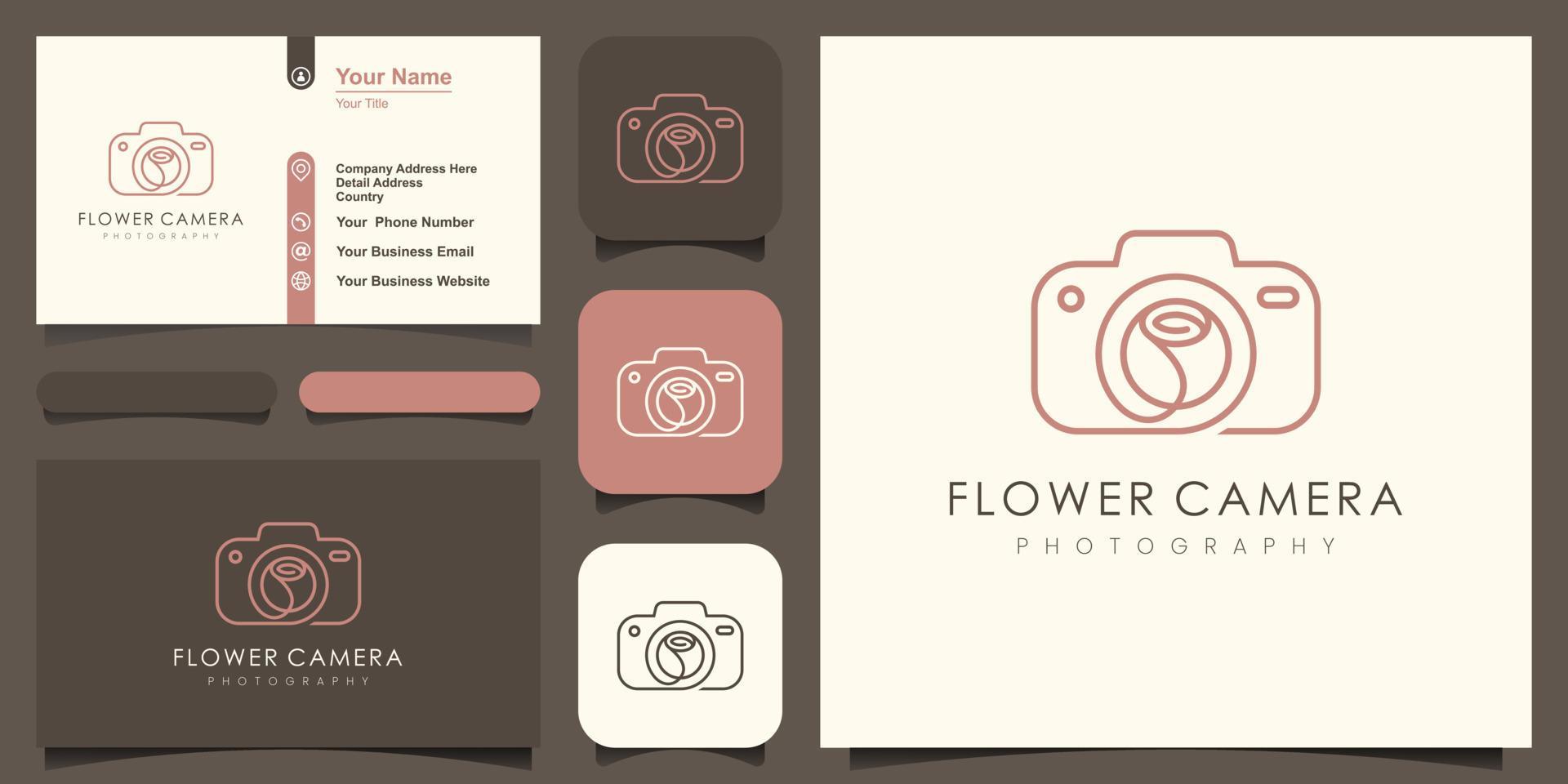 flower camera logo, design vector simple elegant Stock Free