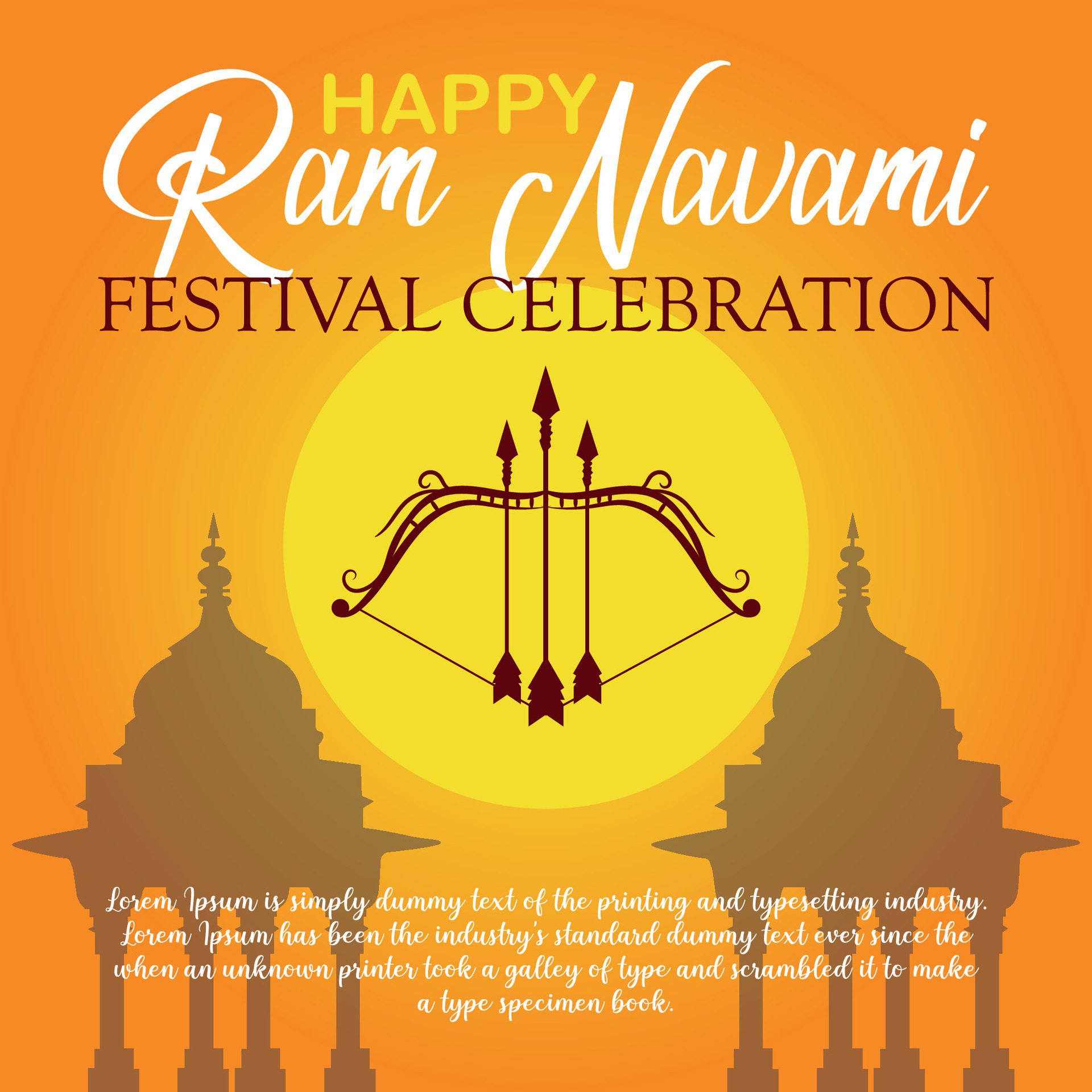 Happy Ram Navami cultural Banner Hindu festival vertical post wishes celebration card Ram Navami celebration background Free Vector