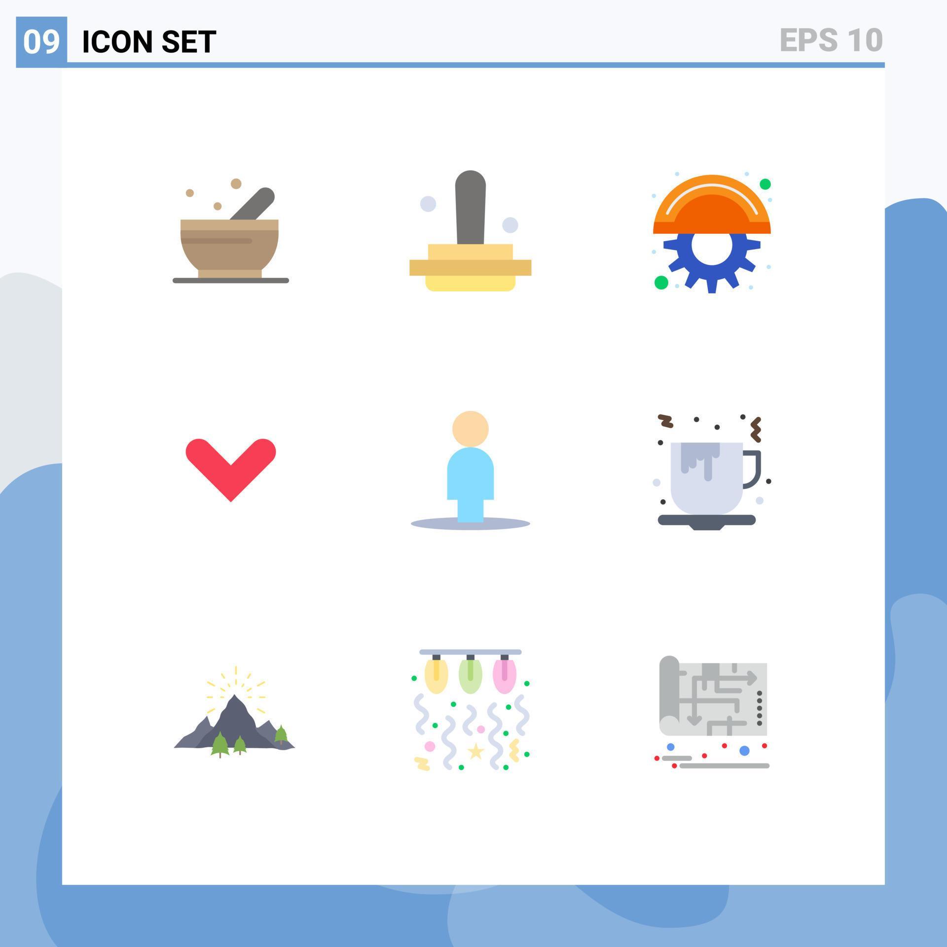 Set of 9 Modern UI Icons Symbols Signs for user avatar cutter down arrows Editable Vector Design Elements Stock Free