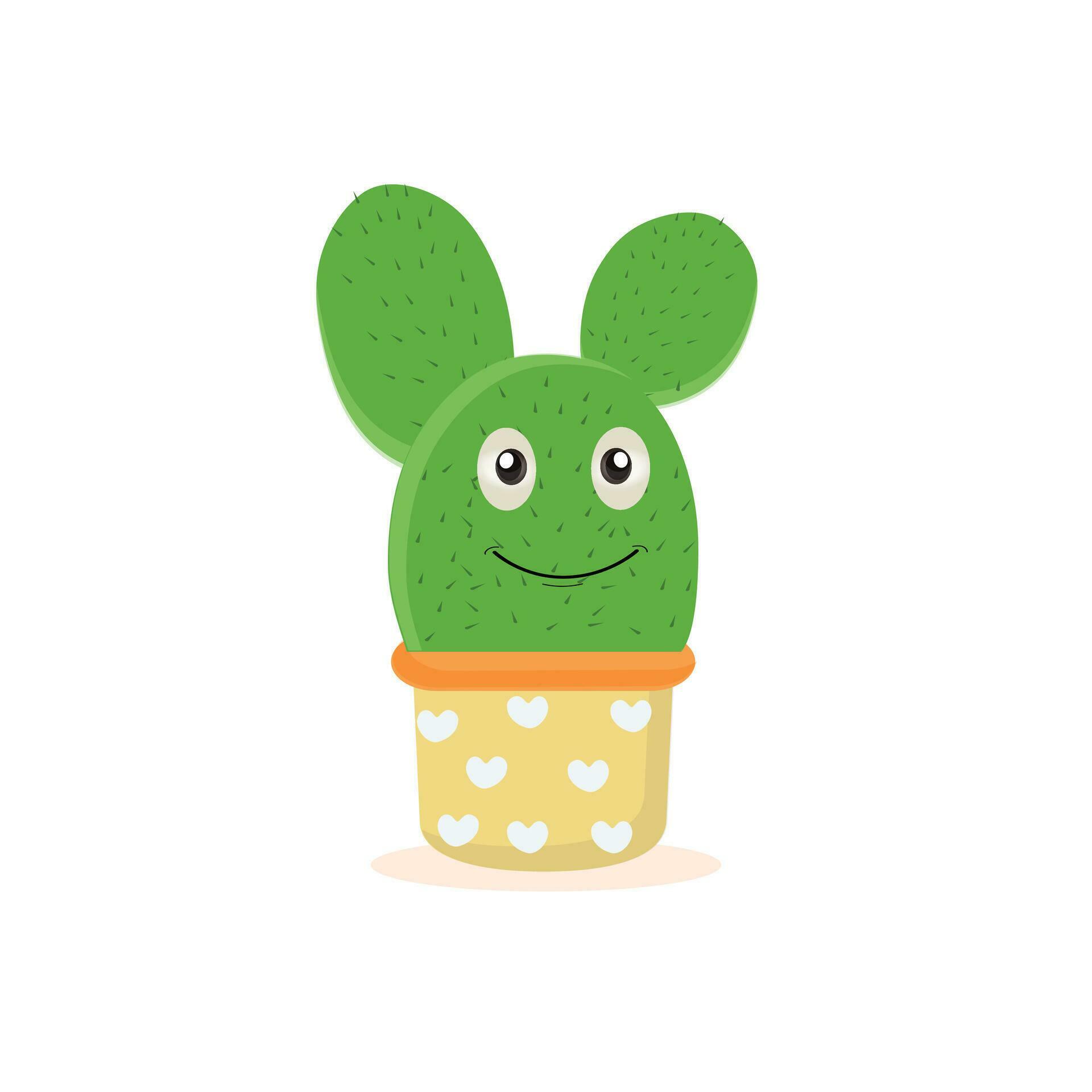 Cartoon cute cactus mascot, Potted cactus characters sett, funny cacti in flower pot with different emotions vector Illustrations on a white background Stock Free and Free SVG