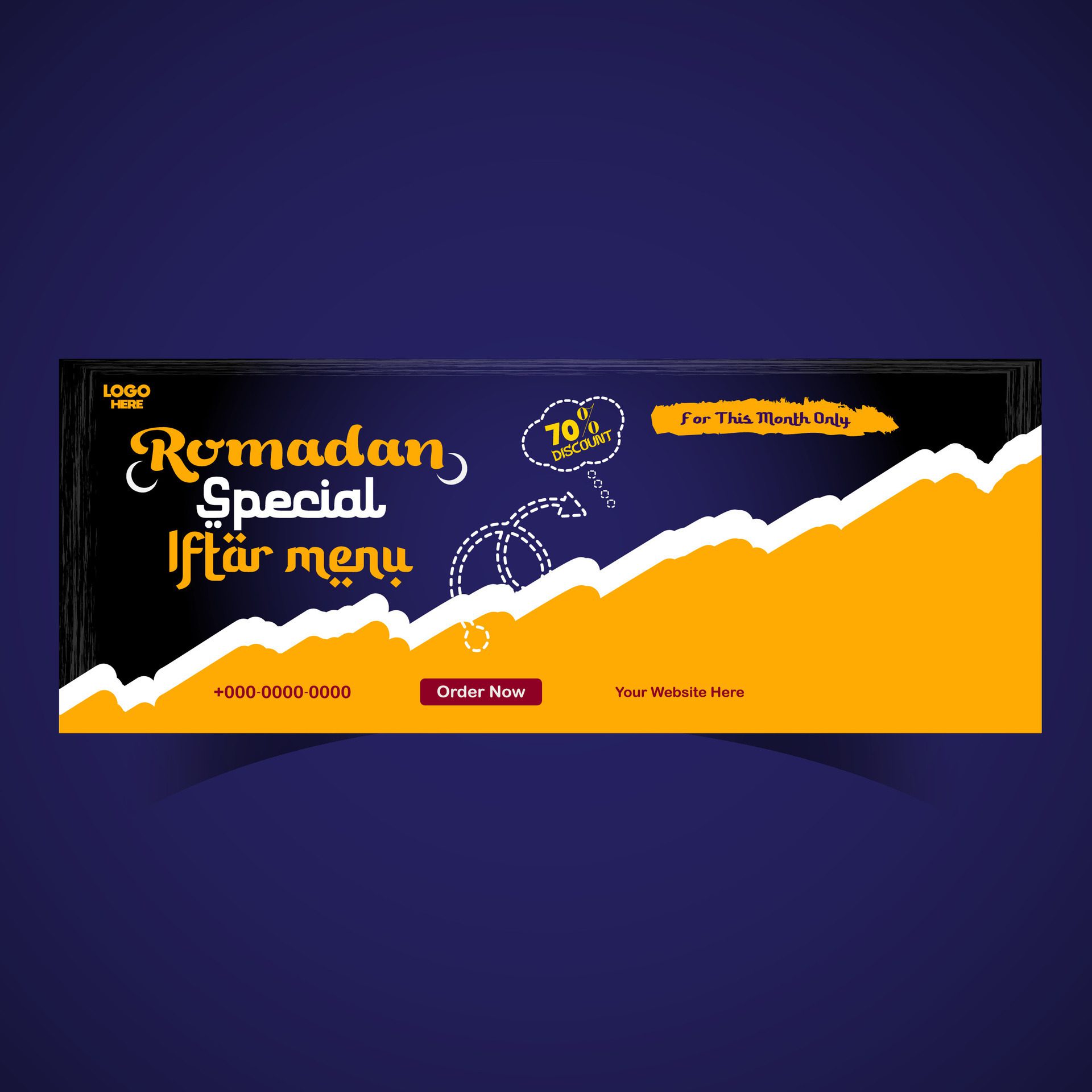 Ramadan food menu post design and social media banner template Free Vector